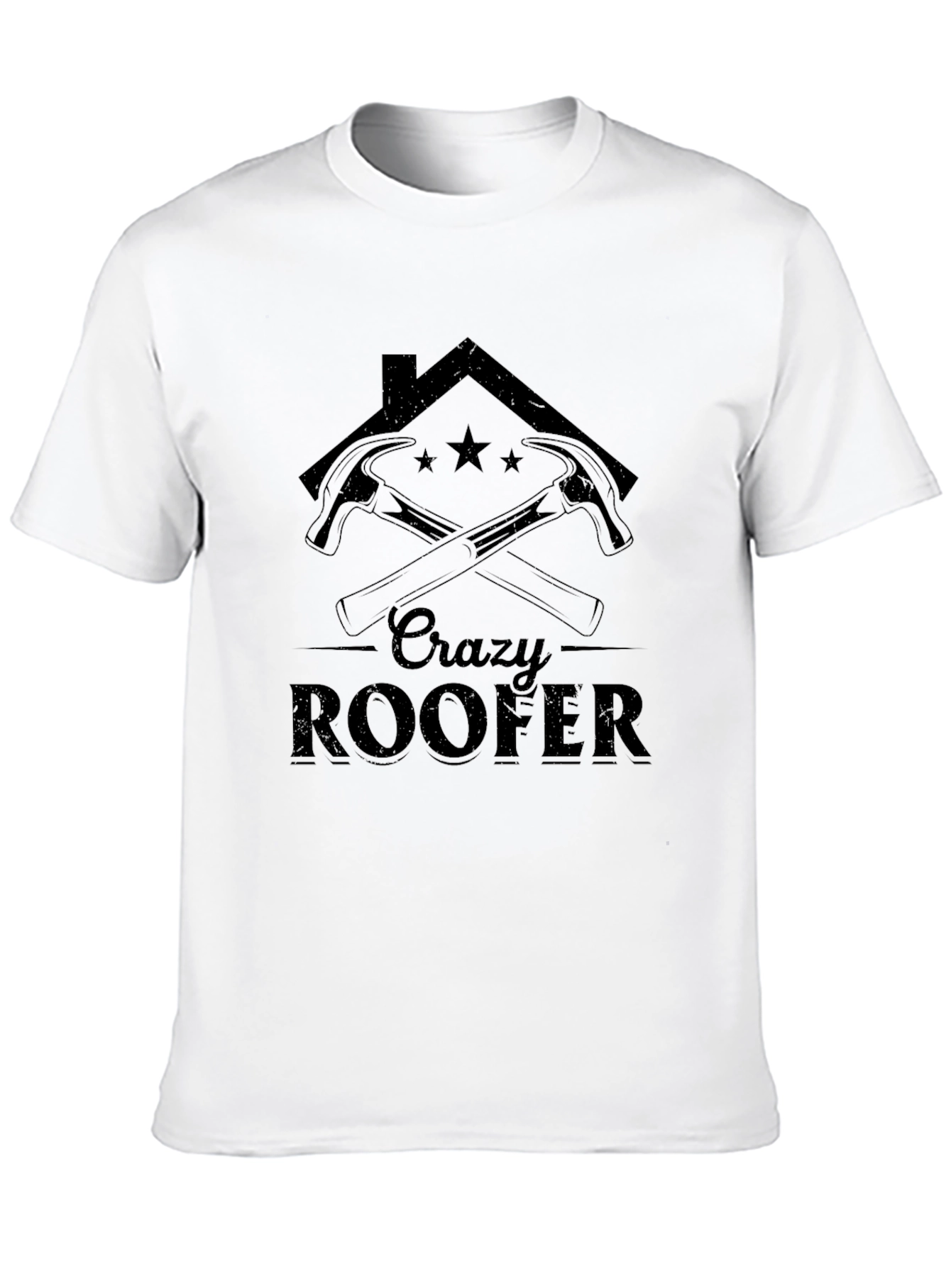 Black Crazy Roofer T-Shirt - Black Crew Neck Tee view 10