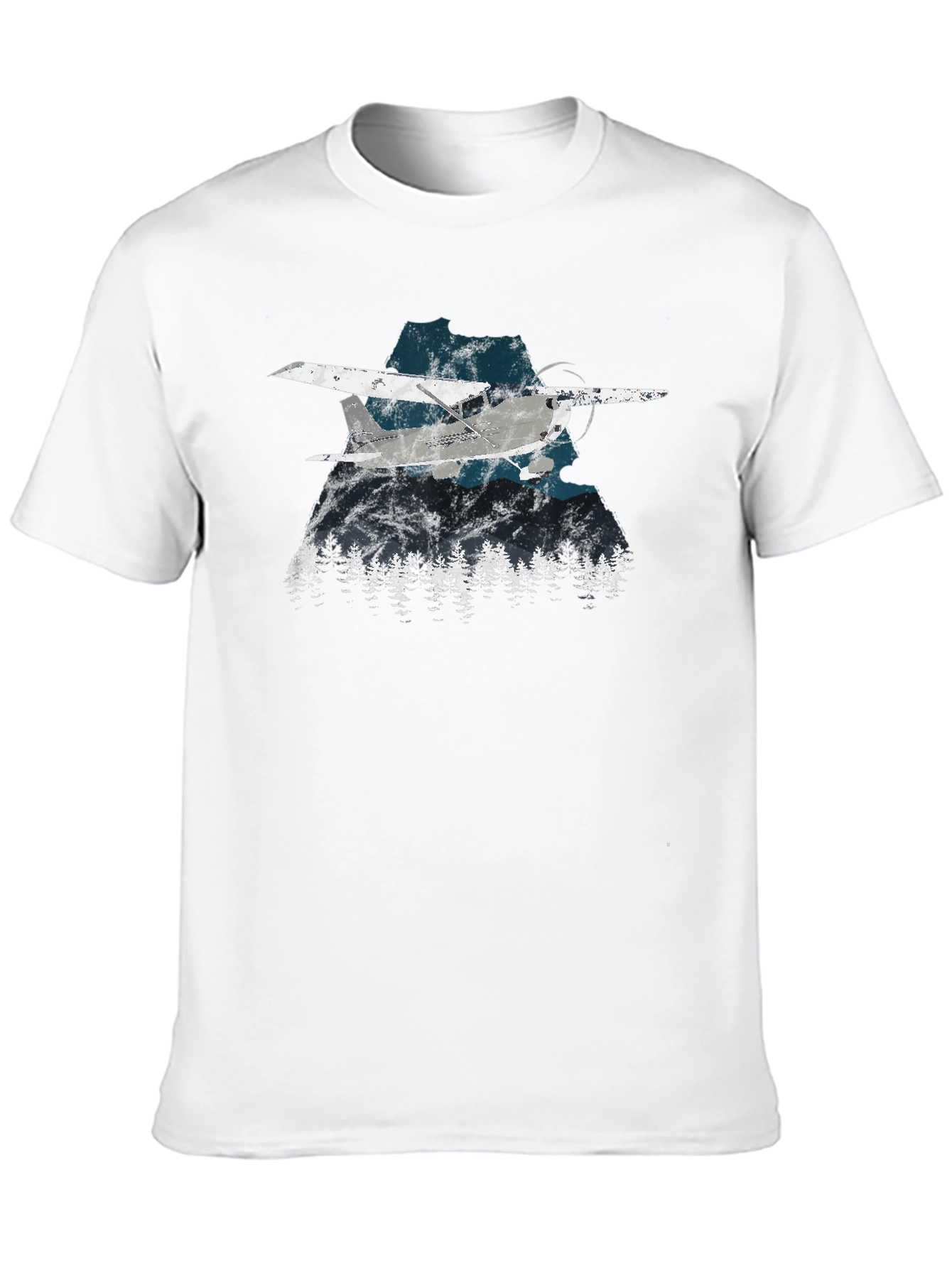 Black Vintage Airplane & Mountains Graphic Tee - Black view 10