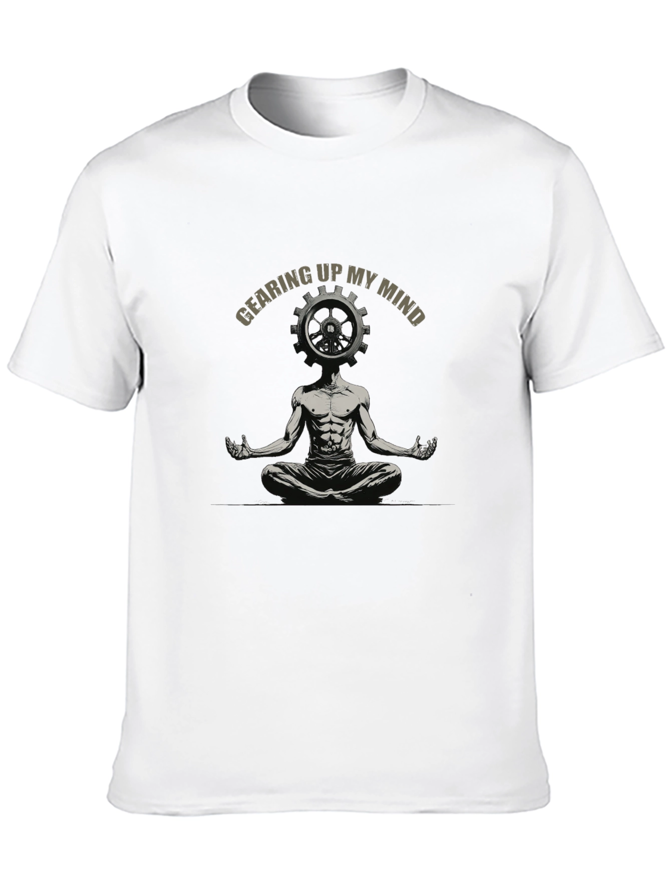 Black Gearing Up My Mind Black Graphic T-Shirt view 10