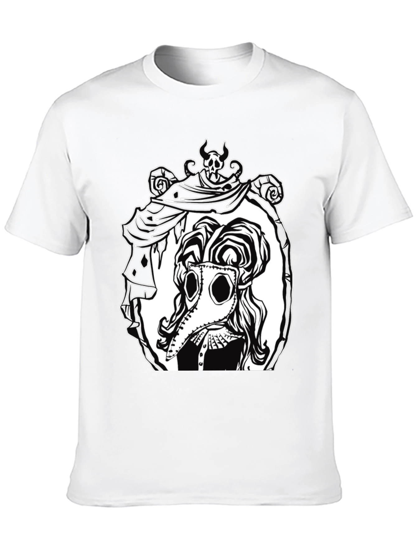 Black Plague Doctor Graphic Tee - Black Cotton T-Shirt view 10