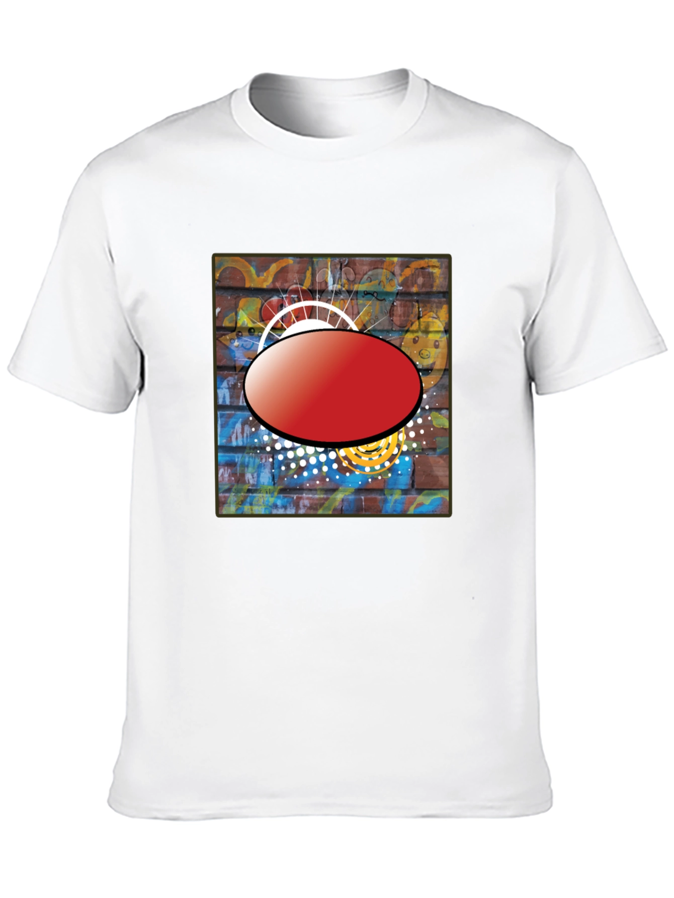 Black Black Graphic T-Shirt with Abstract Brick Wall Design view 10