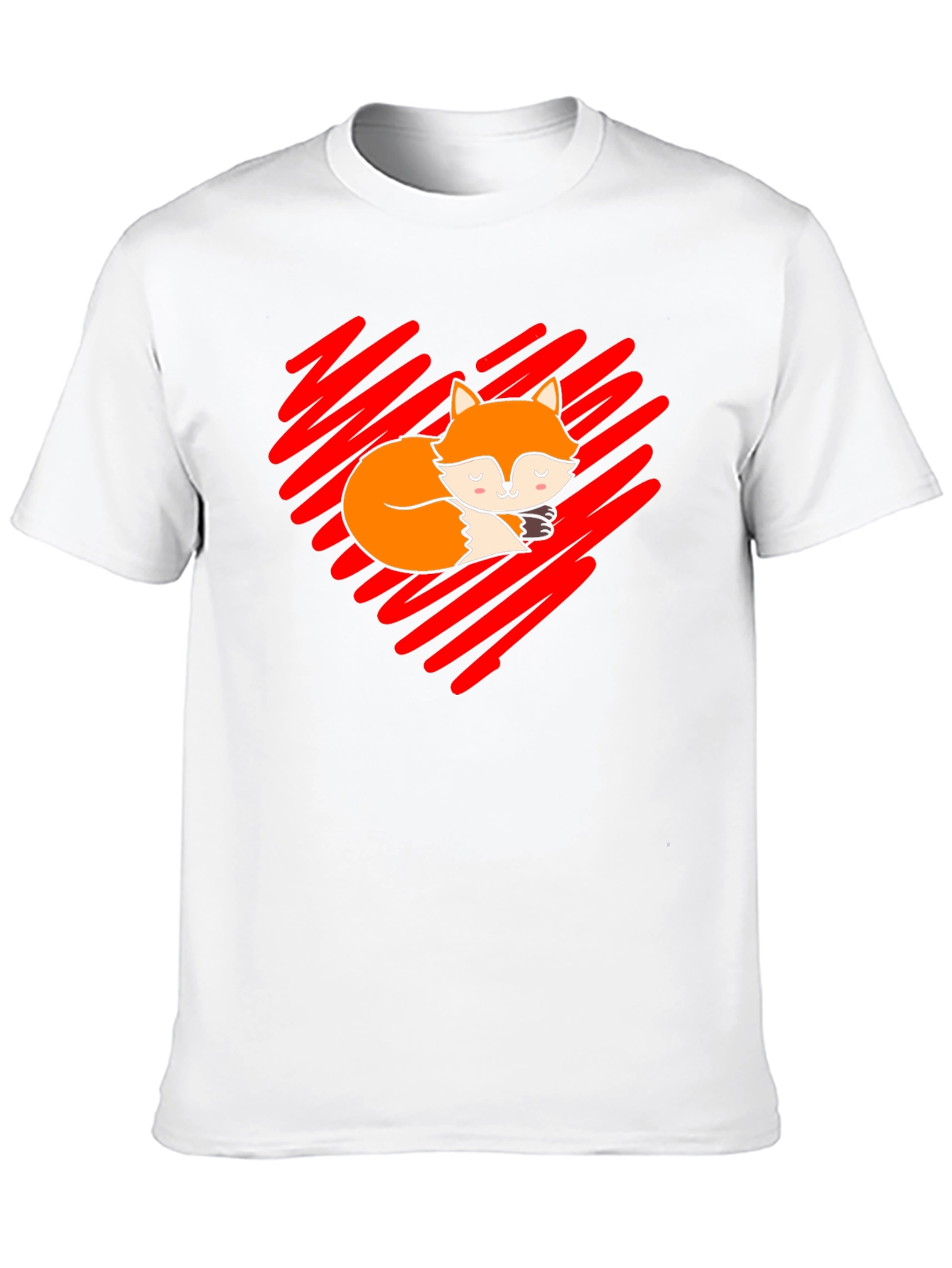 Black Cute Fox Heart T-Shirt - Soft Cotton Blend view 10