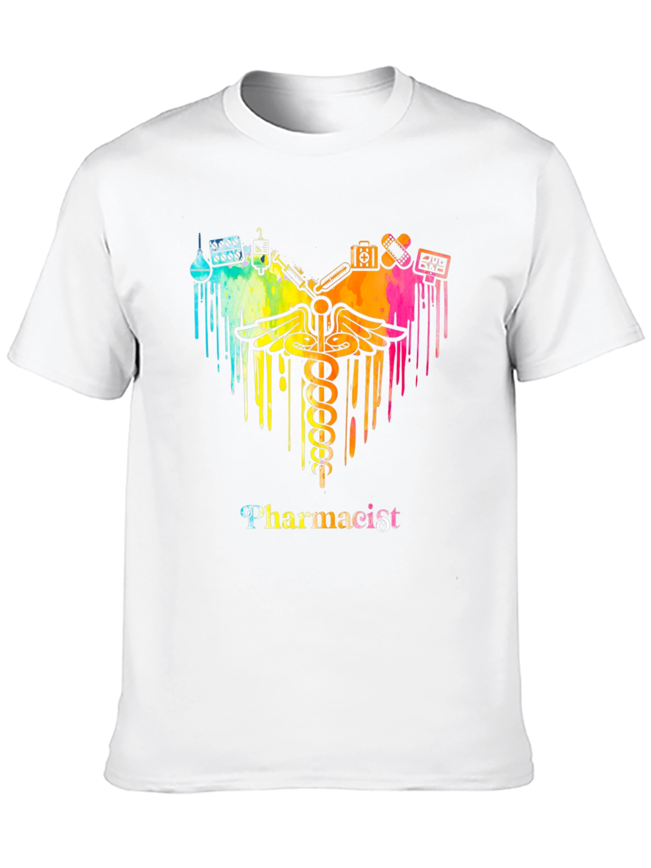 Black Pharmacist Caduceus T-Shirt - Colorful Design view 10