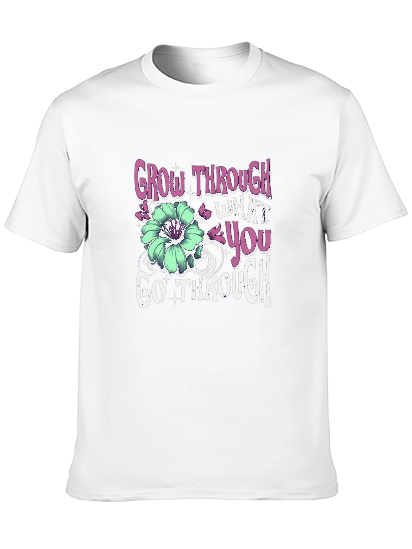 Black Grow Through What You Go Through Graphic Tee view 10