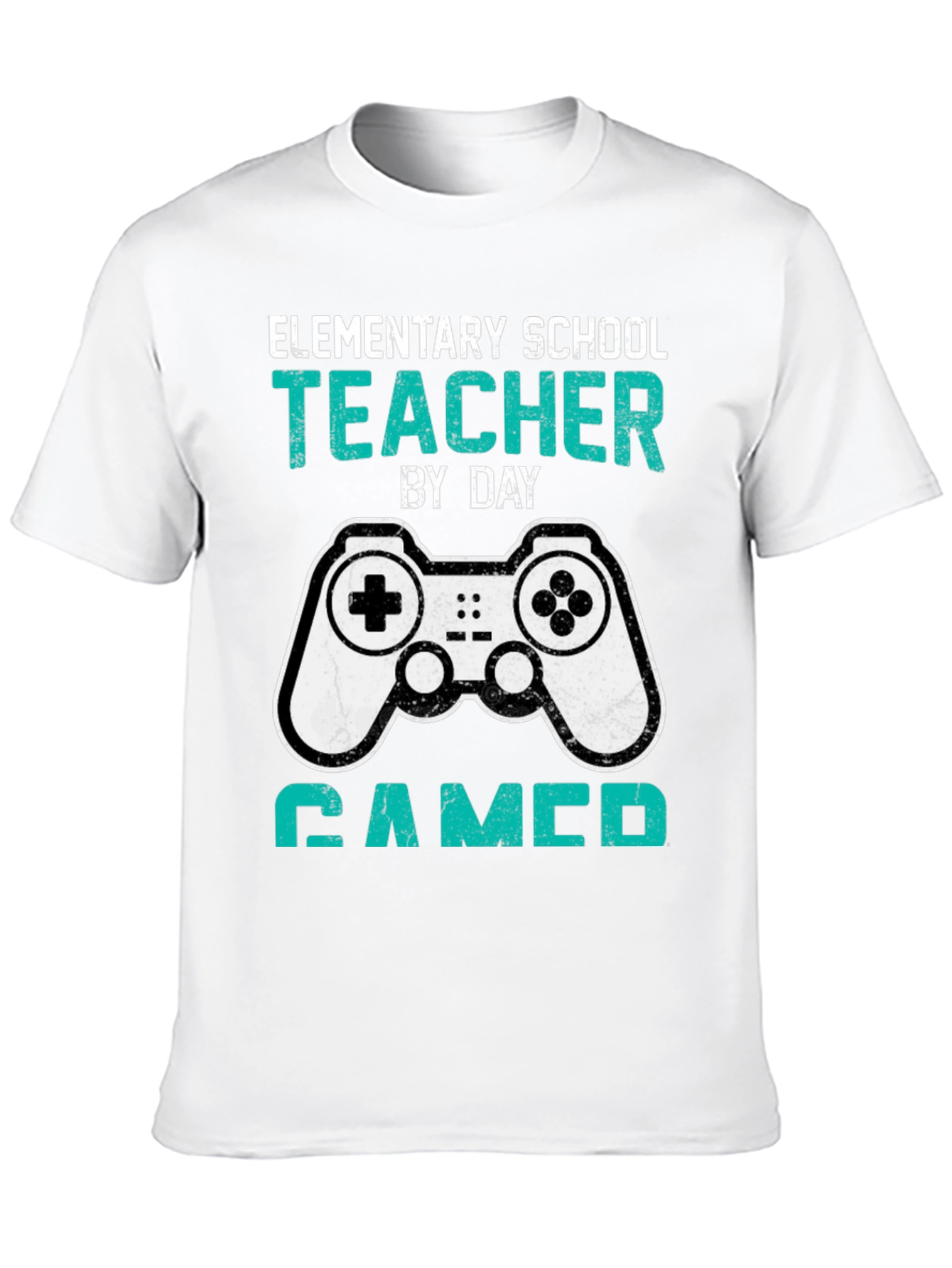 Black Elementary School Teacher Gamer T-Shirt view 10