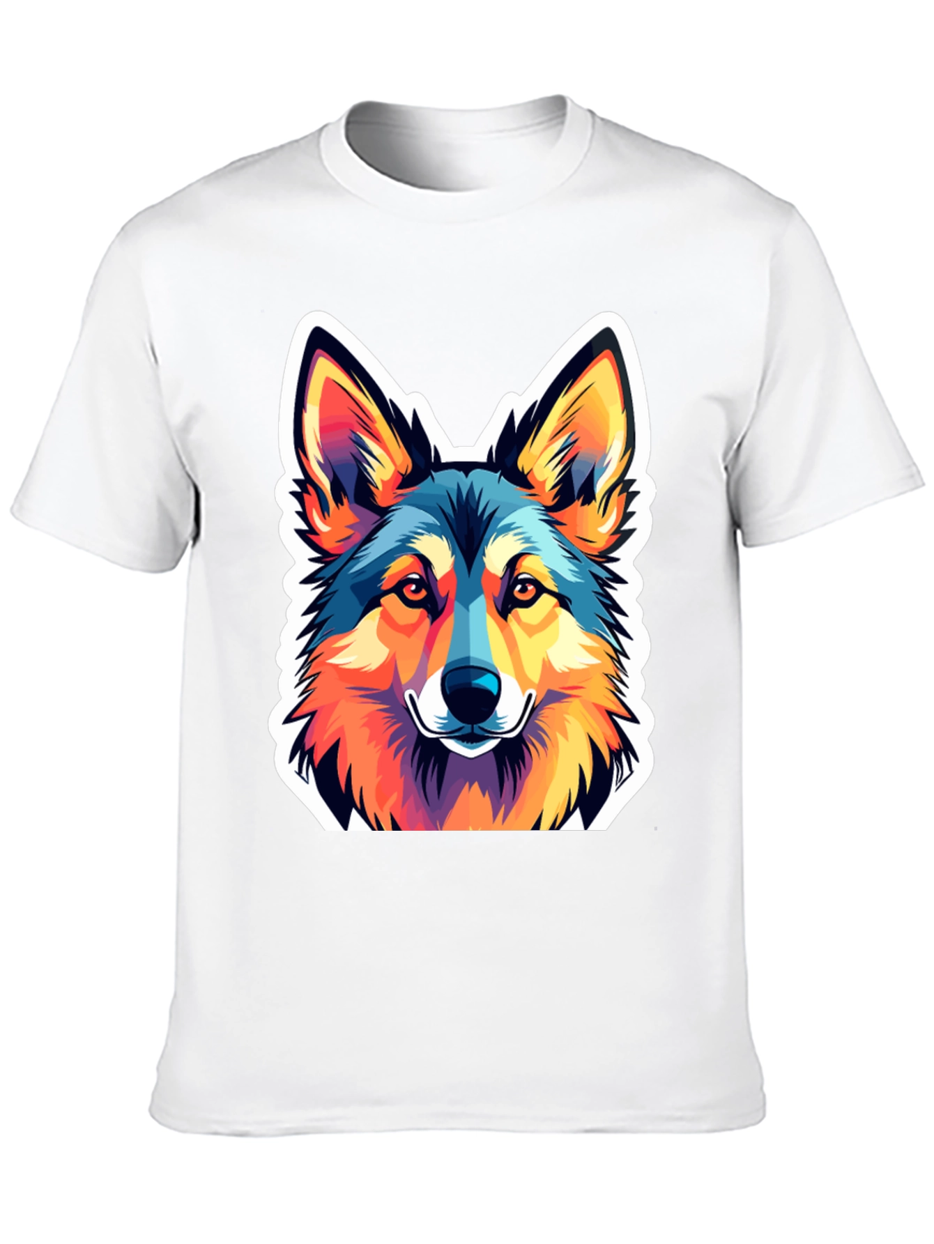 Black Vibrant Wolf Graphic Tee - Stylish Men's Black T-Shirt view 10