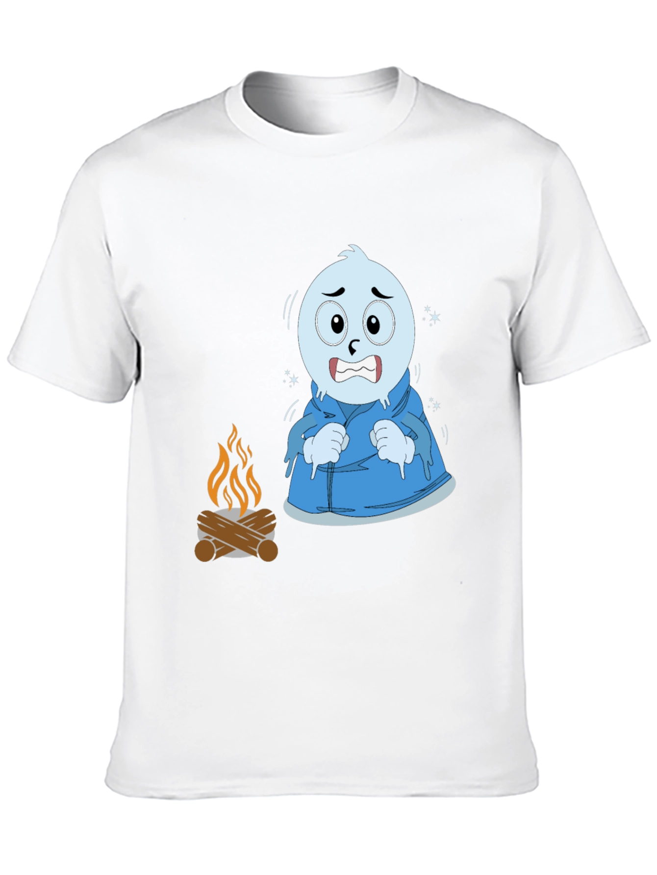 Black Funny Cold Cartoon Character T-Shirt view 10