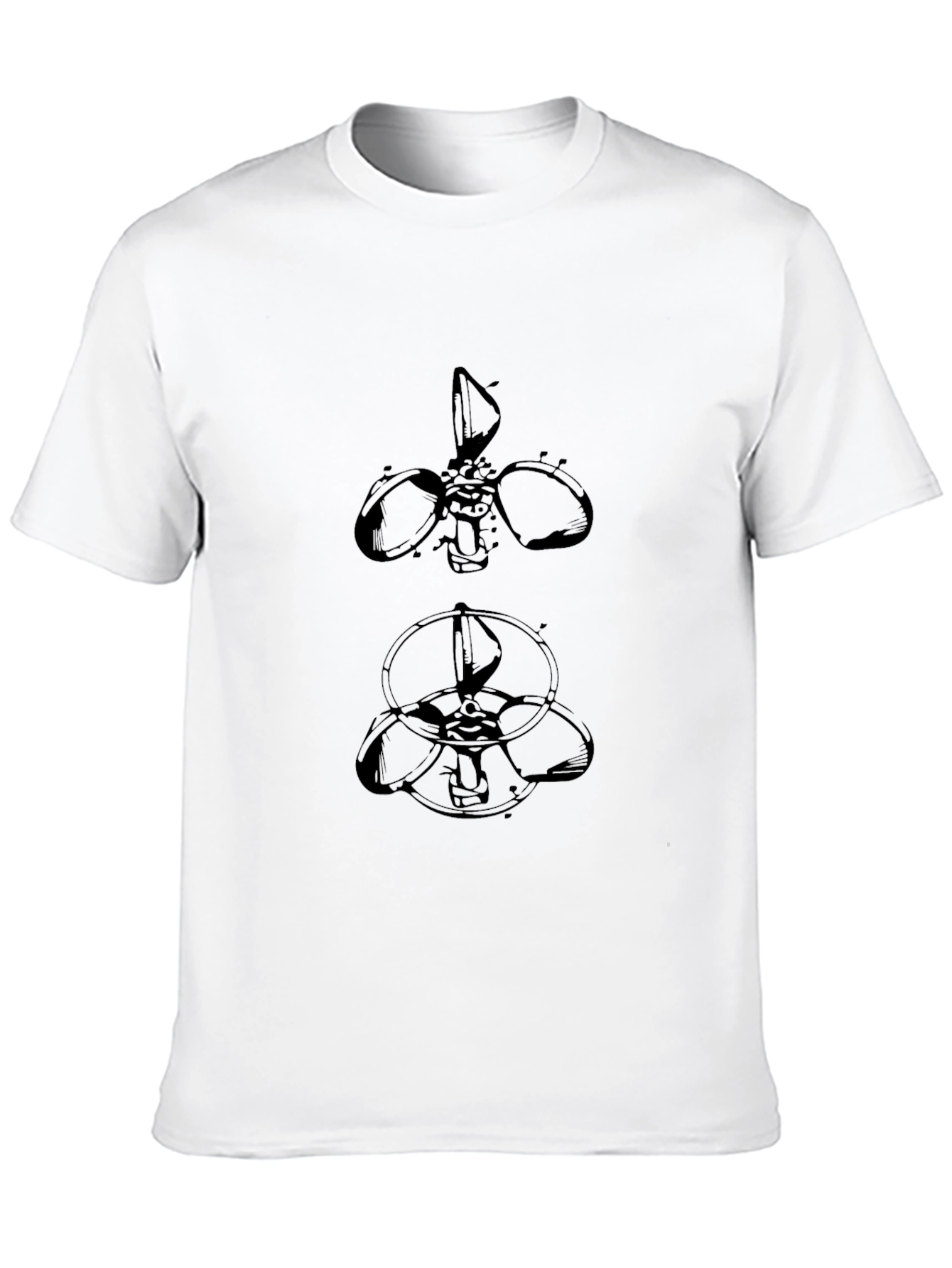 Black Abstract Propeller Graphic Tee - Black Cotton Blend view 10