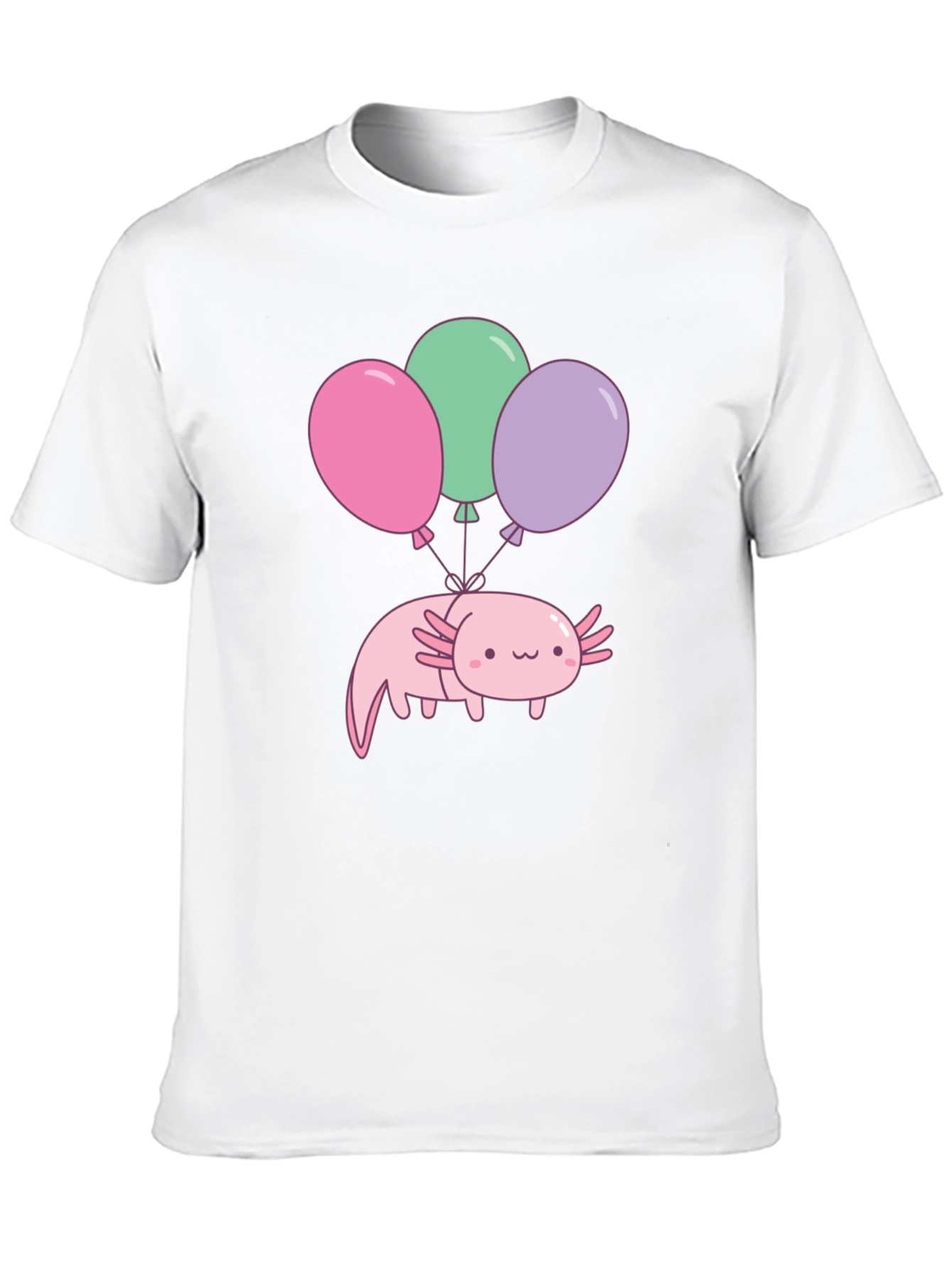 Black Axolotl Balloons Graphic Tee - Black Cotton T-Shirt view 10
