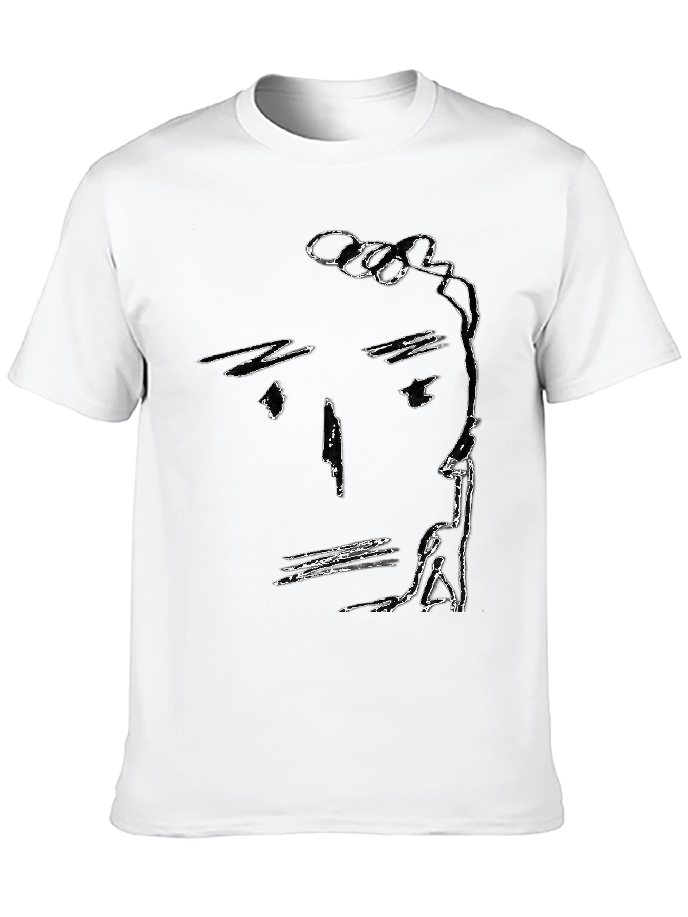 Black Abstract Face Black T-Shirt, Minimalist Art Tee view 10