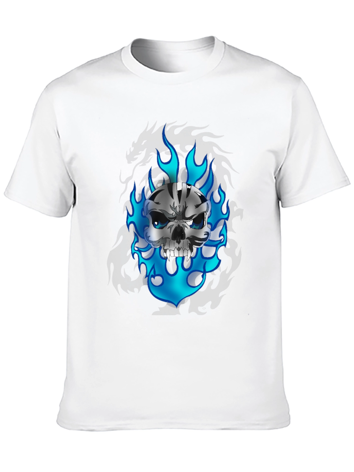 Black Skull and Flames Graphic Tee view 10