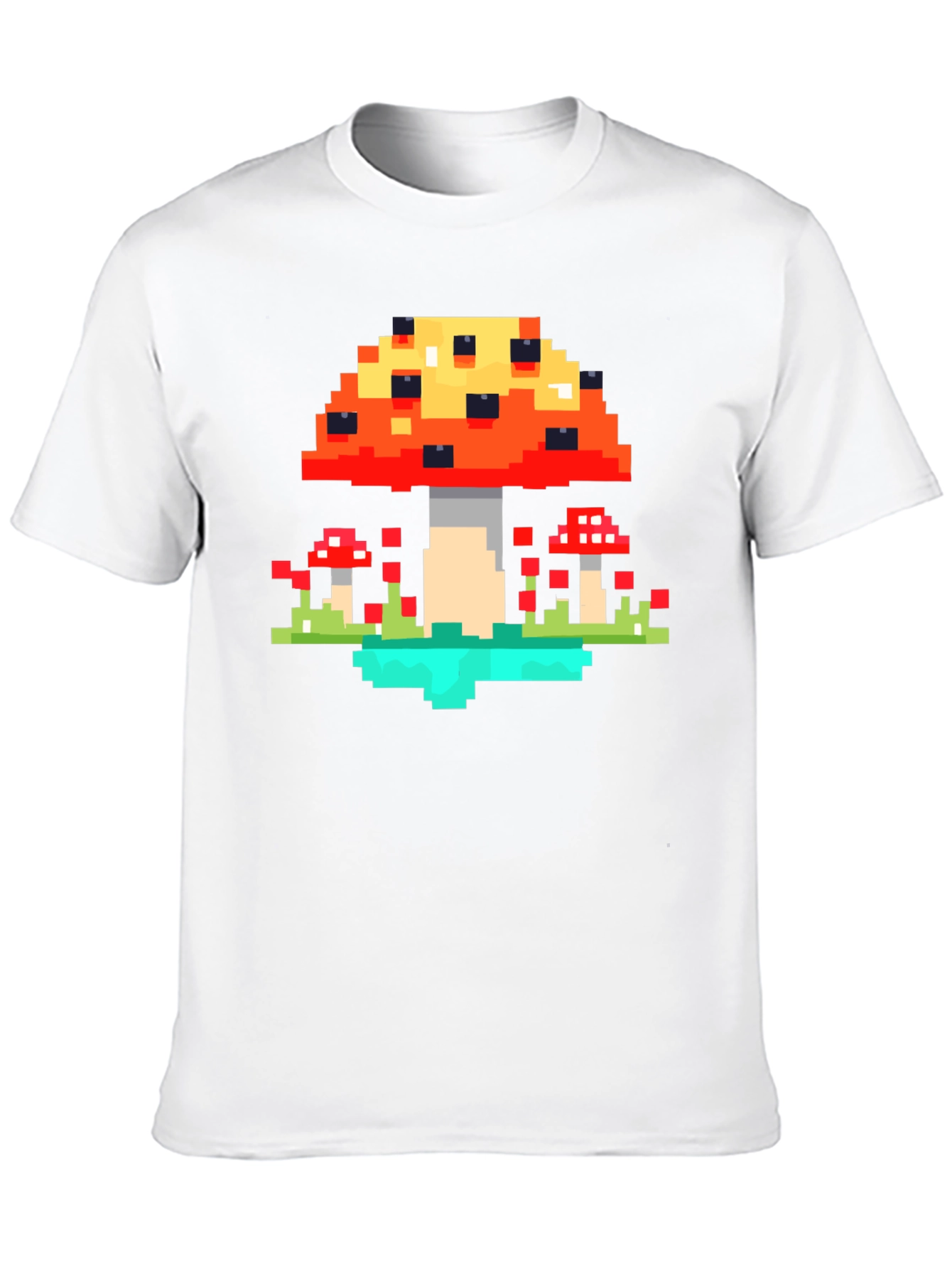 Black Pixel Mushroom Graphic Tee - Retro Gaming Style Shirt view 10