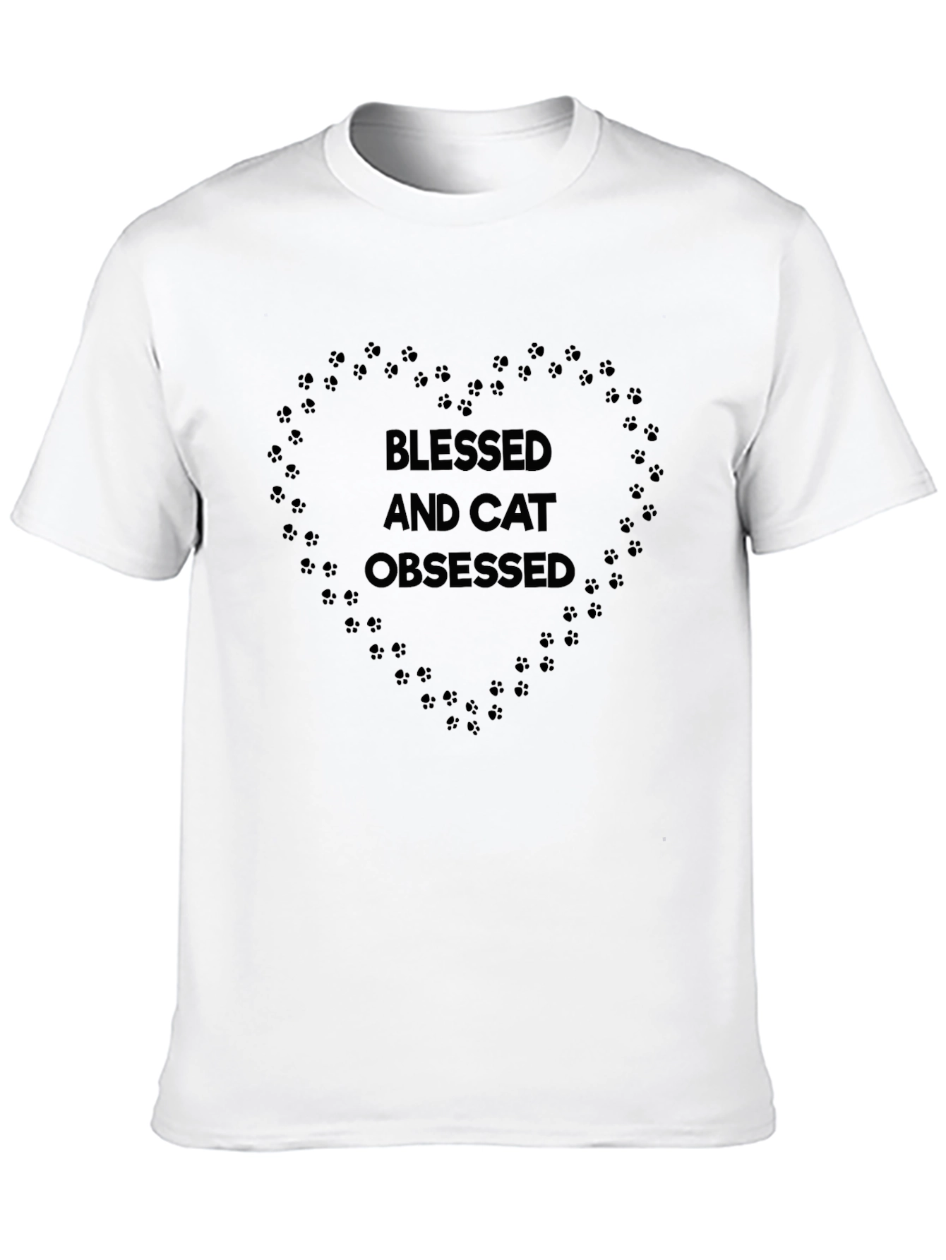 Black Blessed & Cat Obsessed T-Shirt - Unisex Black Tee view 10