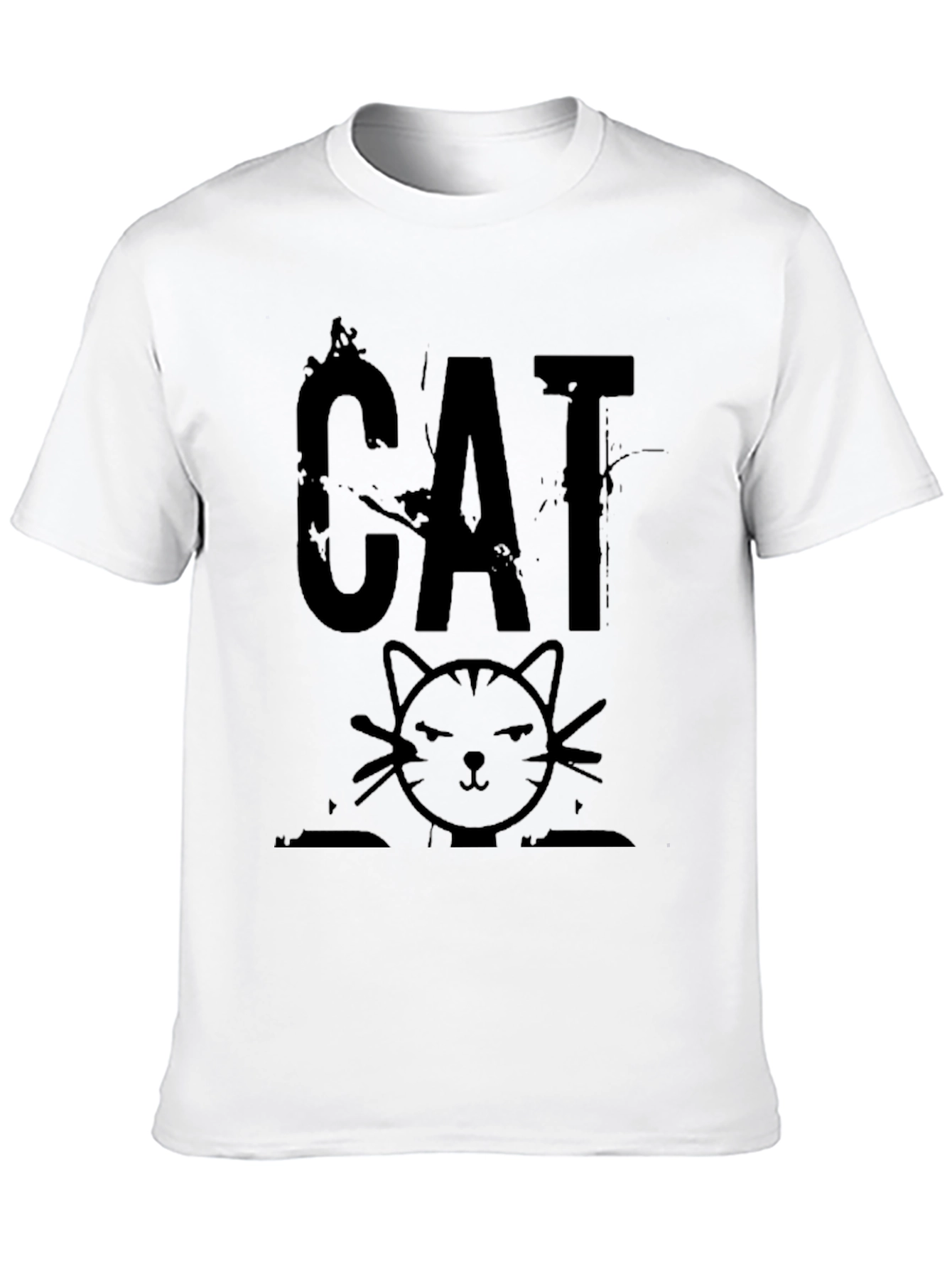 Black Distressed CAT Graphic Print Men's Black T-Shirt view 10