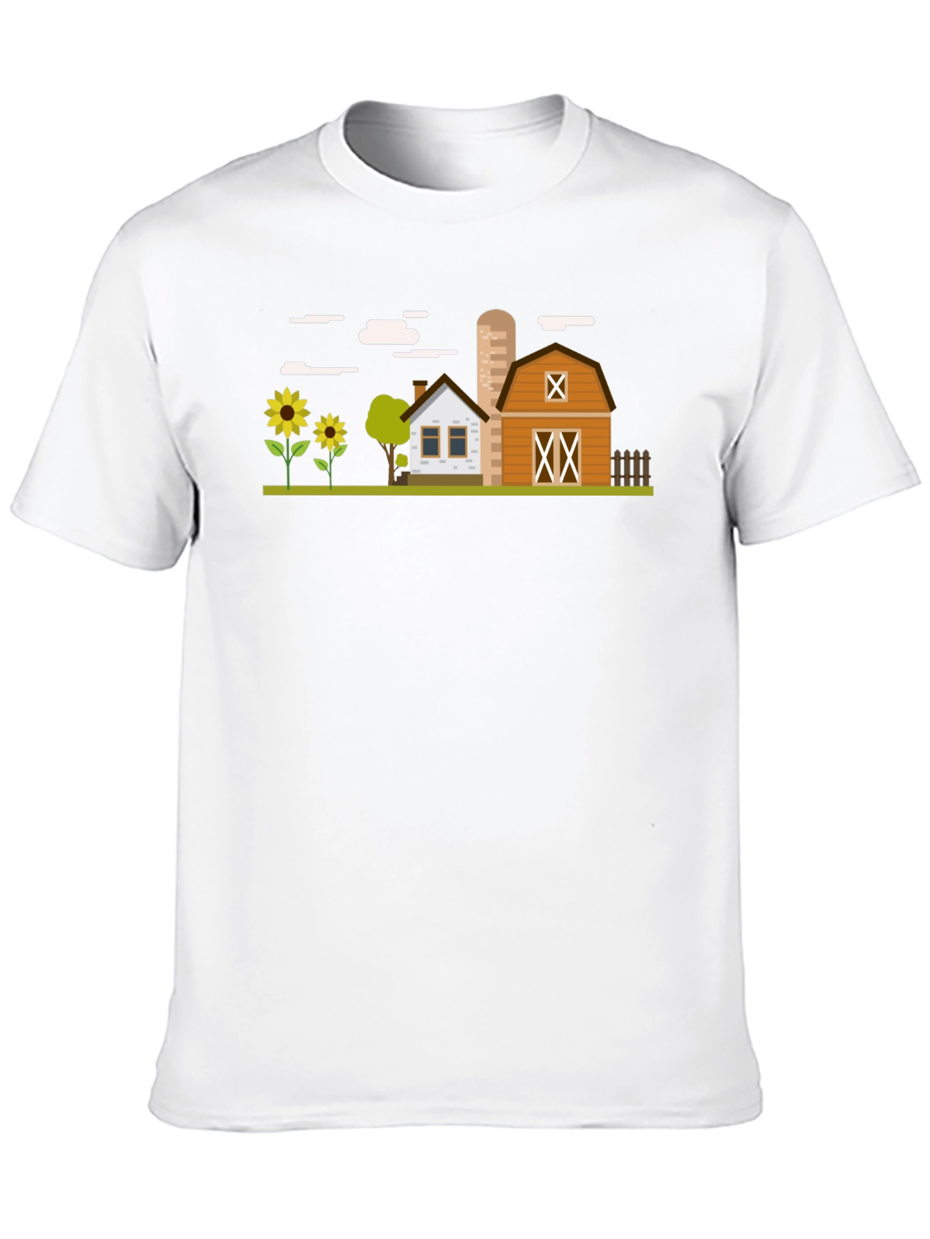 Black Farm Scene Graphic T-Shirt - Black Cotton Tee view 10