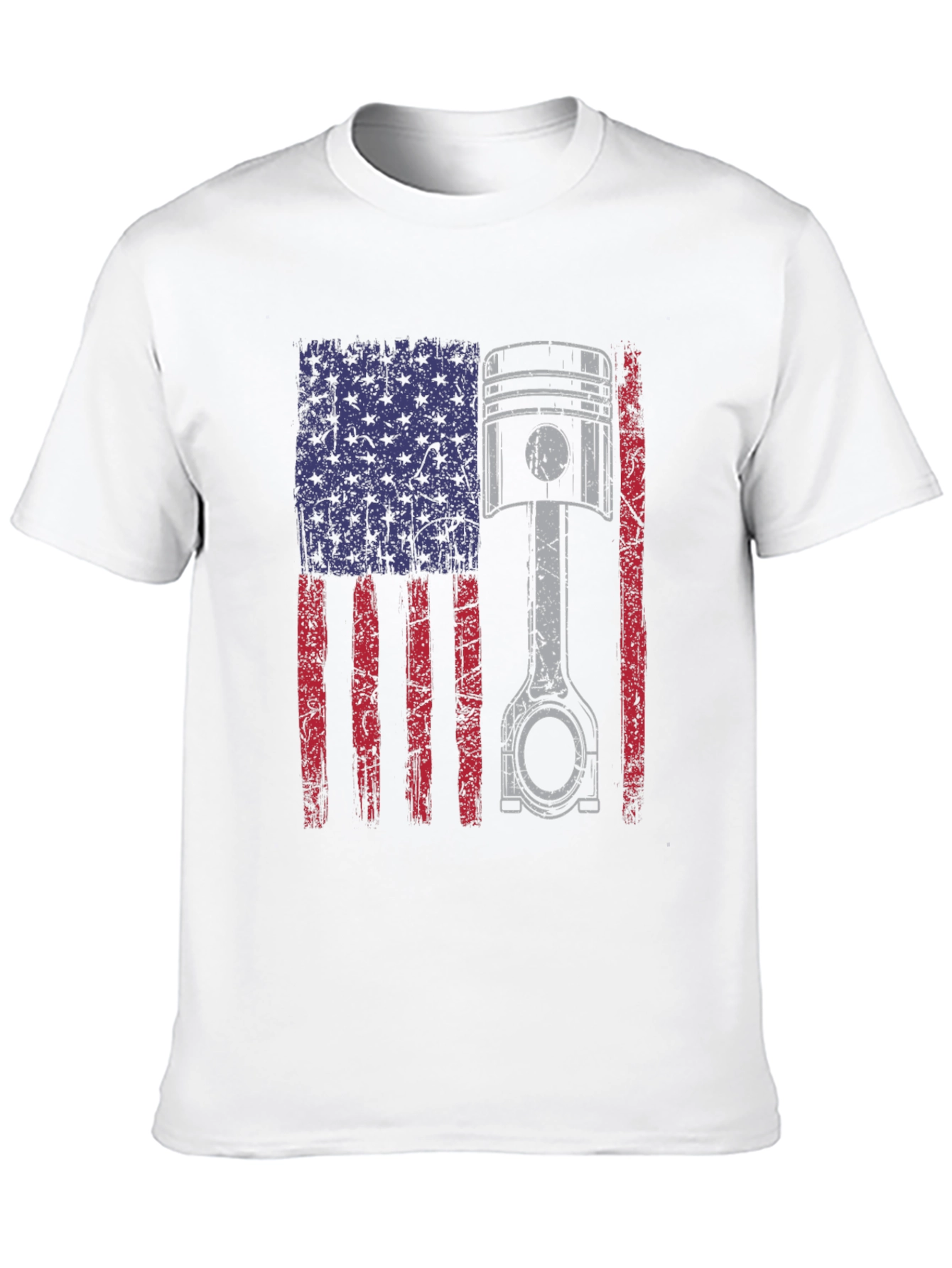 Black American Flag Piston T-Shirt - Automotive Enthusiast Apparel view 10