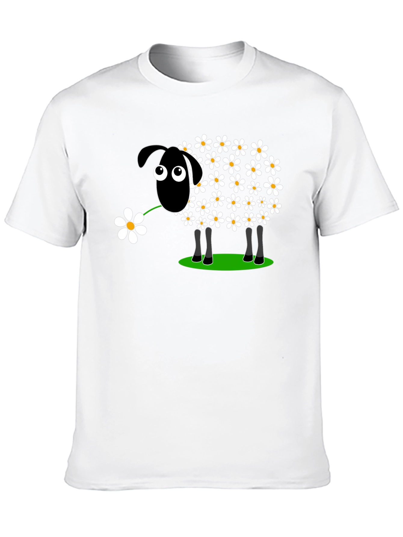 Black Daisy Sheep Graphic Tee - Black Cotton T-Shirt view 10