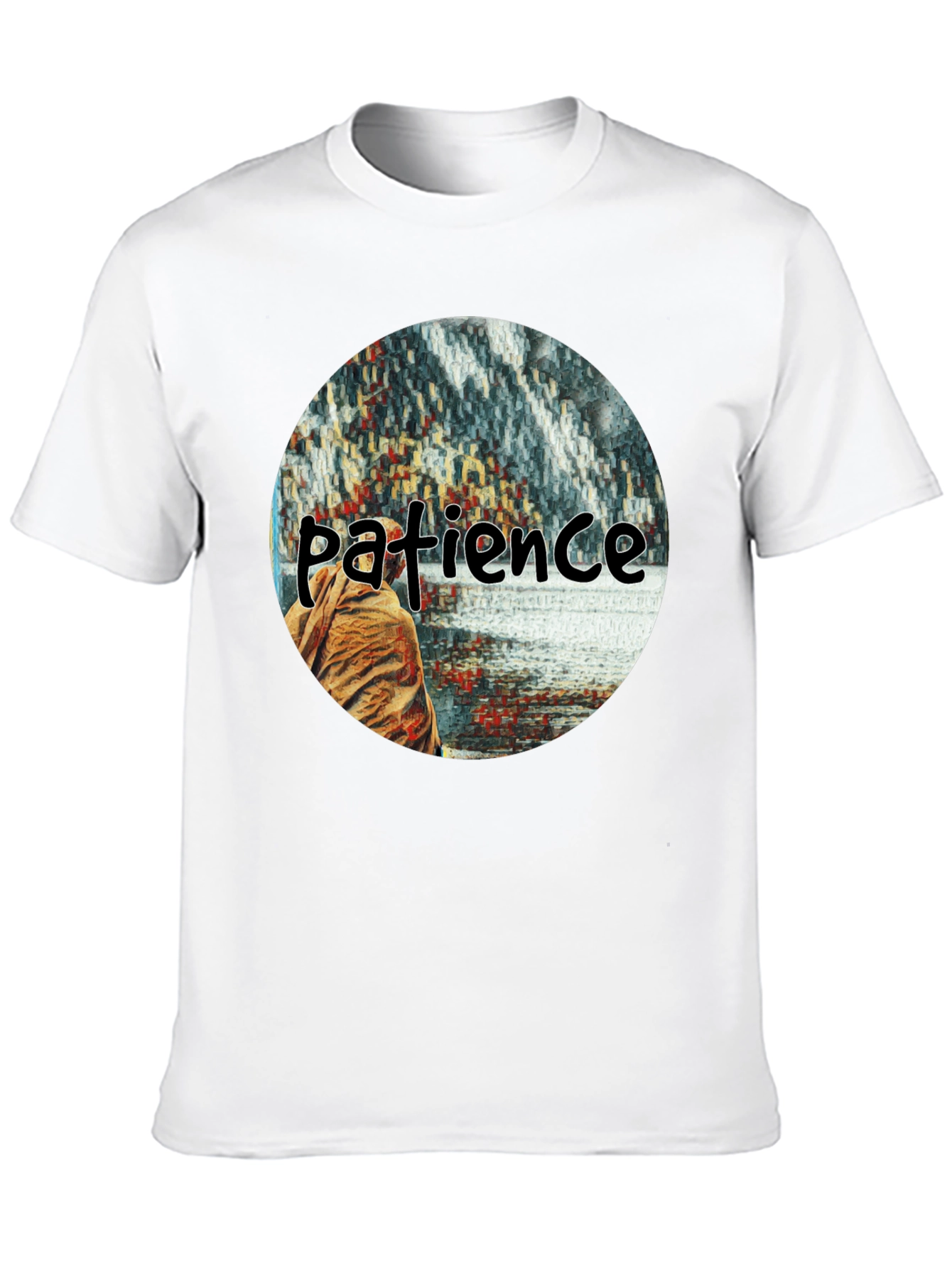 Black Patience Graphic T-Shirt - Black Crew Neck Tee view 10