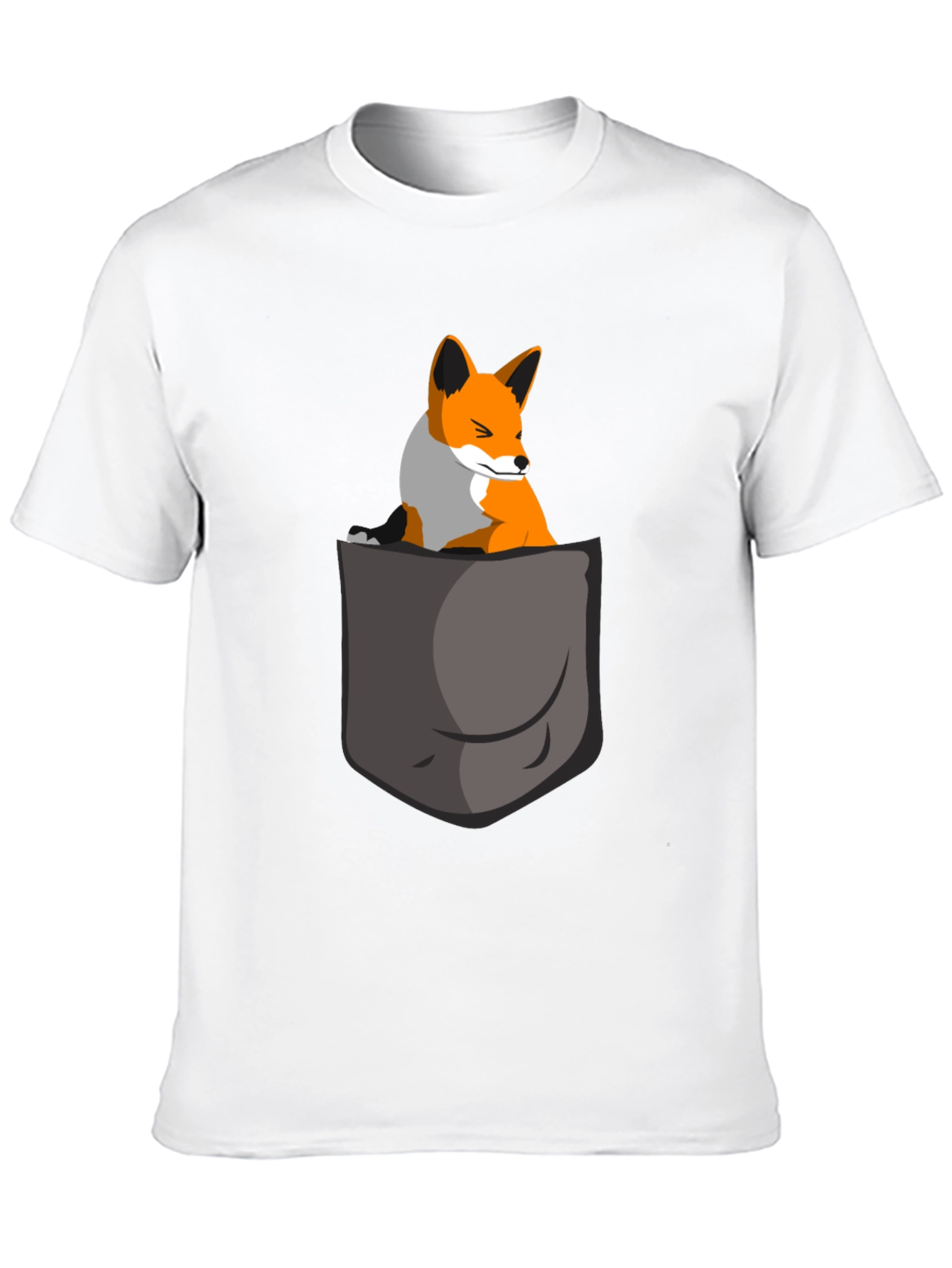 Black Fox in Pocket Graphic Tee - Cute Animal T-Shirt view 10