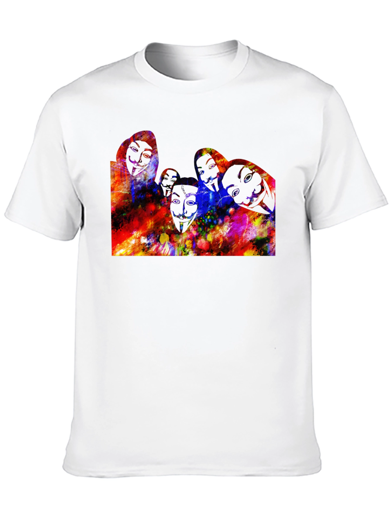 Black Abstract Faces Graphic Black T-Shirt view 10