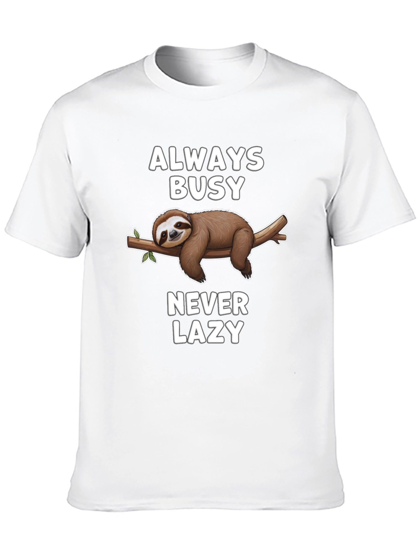 Black Always Busy Never Lazy Sloth Graphic T-Shirt view 10