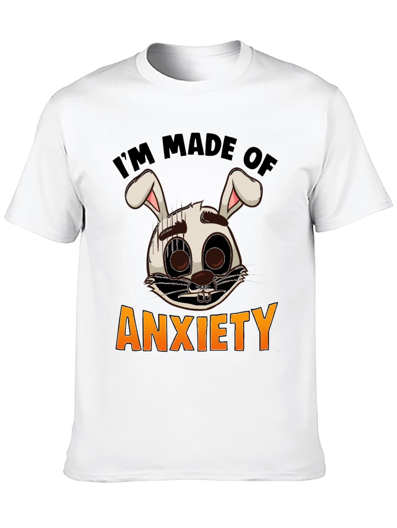 Black Anxiety Bunny Graphic Tee - I'm Made of Anxiety T-Shirt view 10