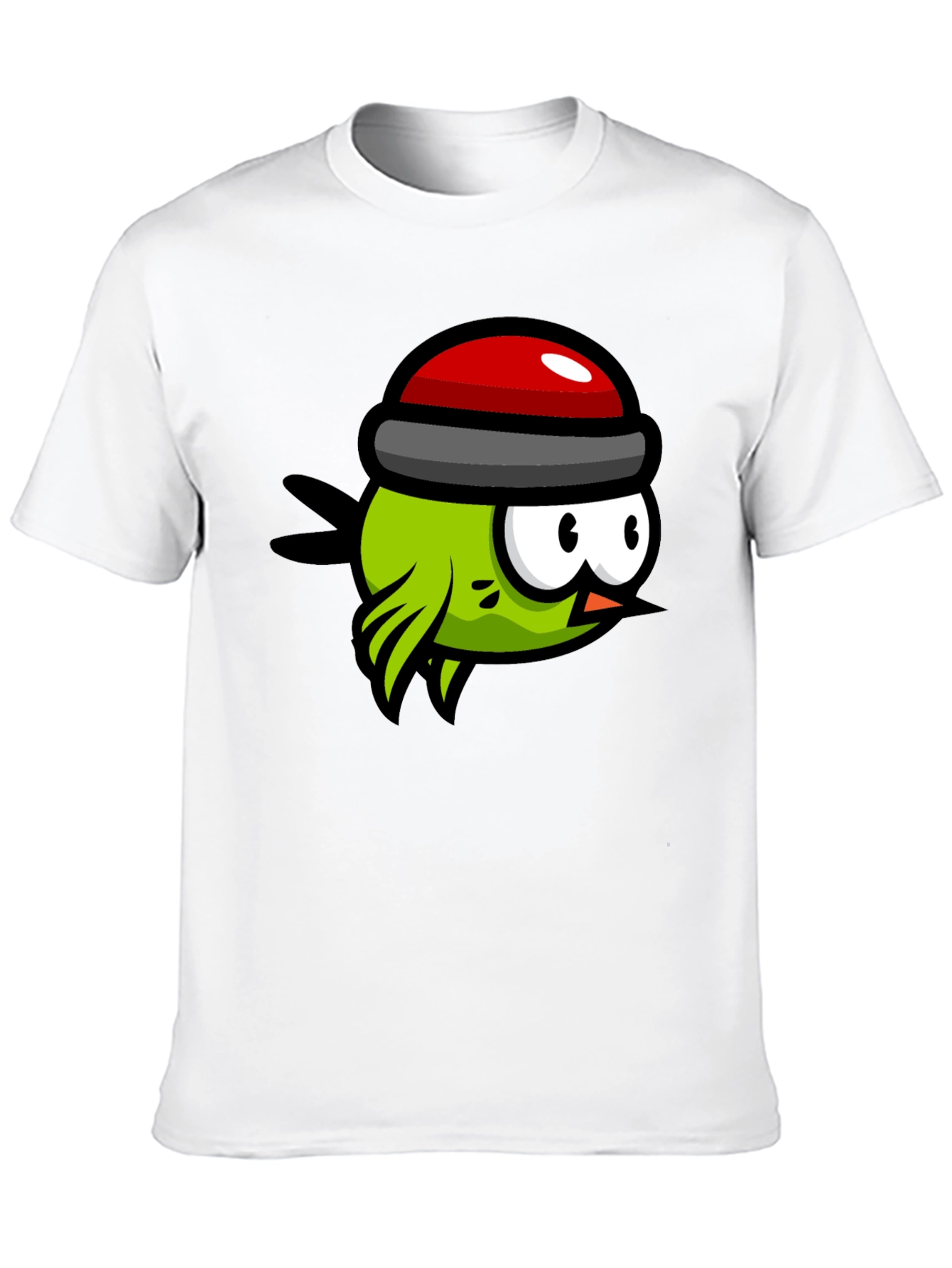 Black Cartoon Bird Graphic Tee - Quirky Black T-Shirt view 10