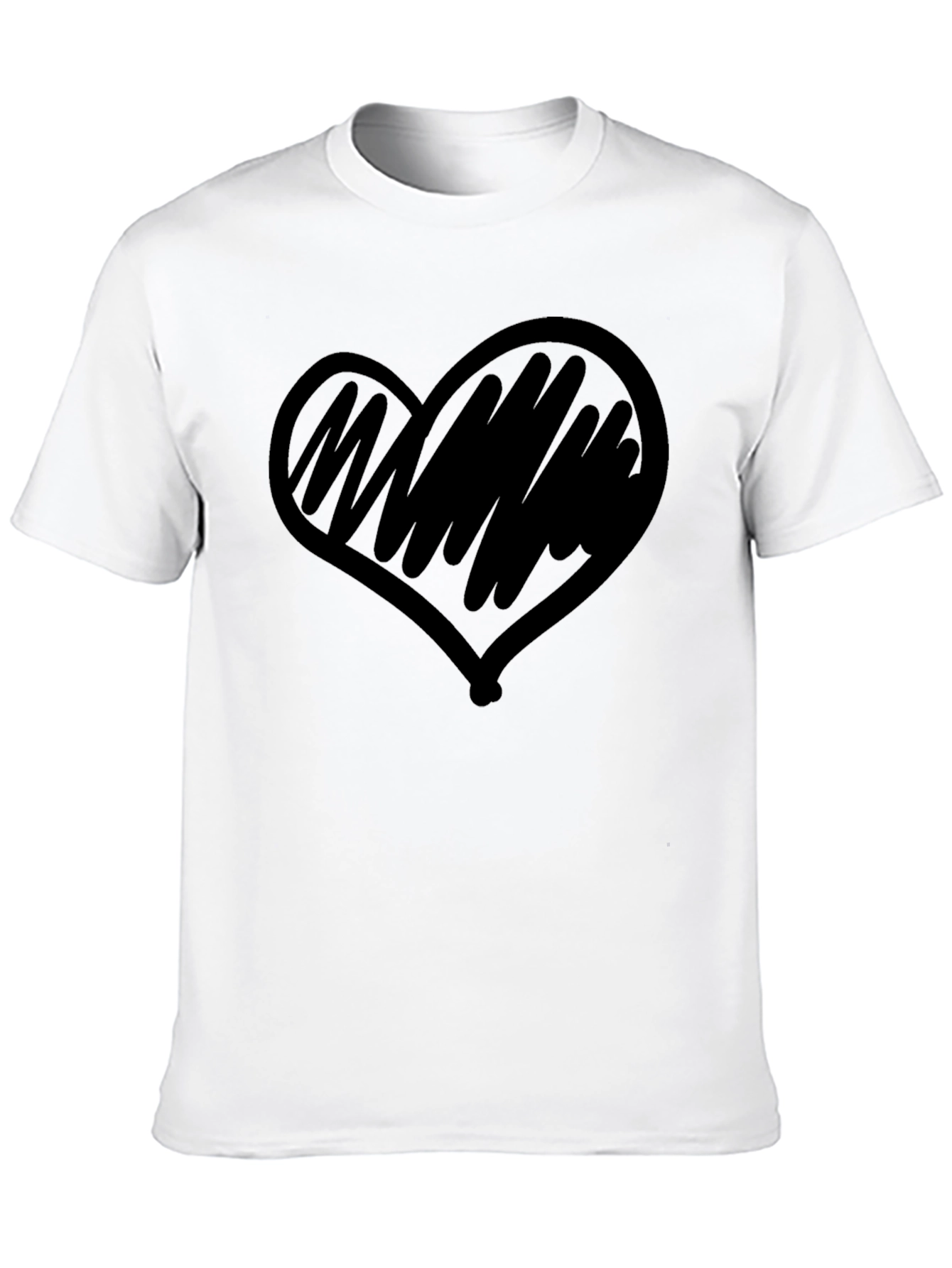 Black Heart Scribble Graphic Black T-Shirt view 10