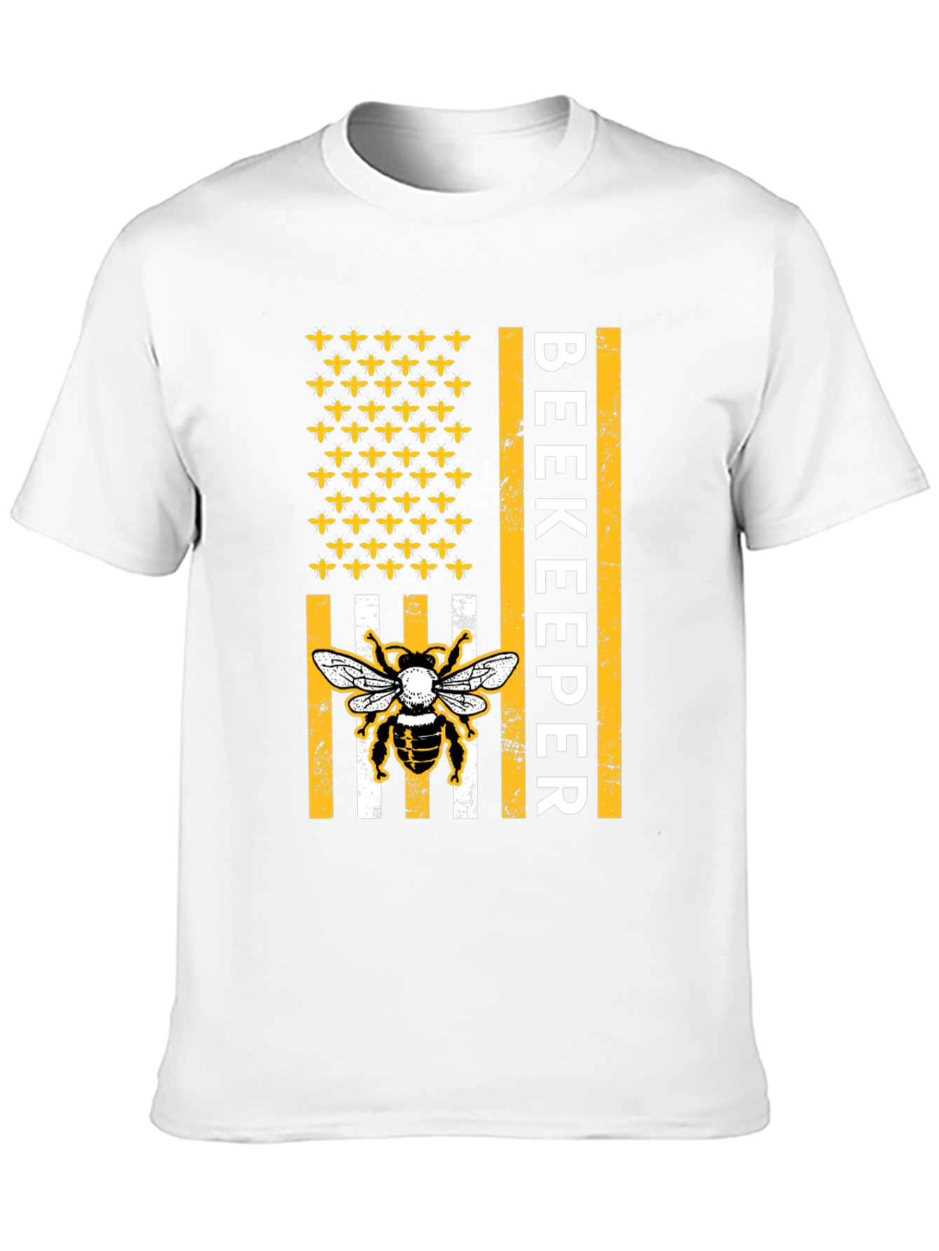Black Beekeeper American Flag Bee T-Shirt view 10