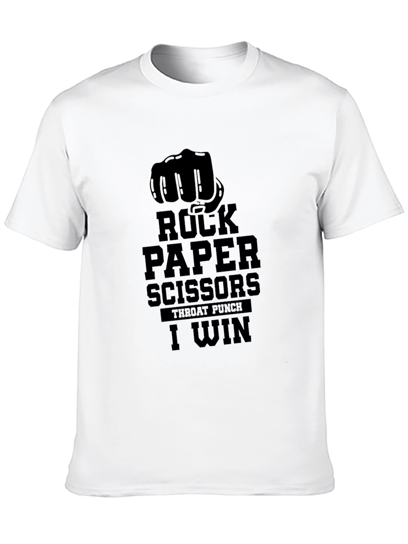Black Rock Paper Scissors Throat Punch I Win T-Shirt view 10