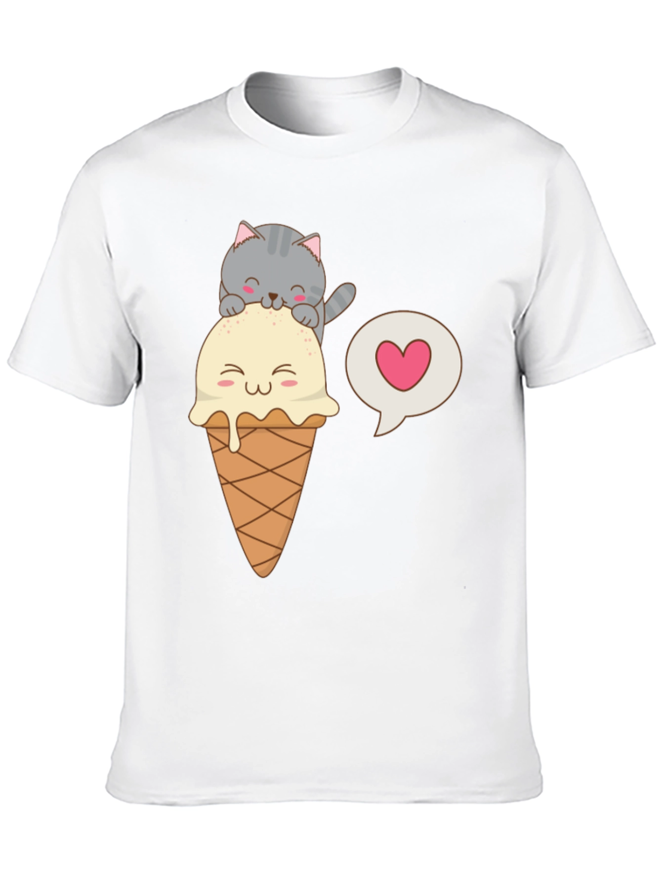 Black Cute Cat & Ice Cream Graphic Tee view 10