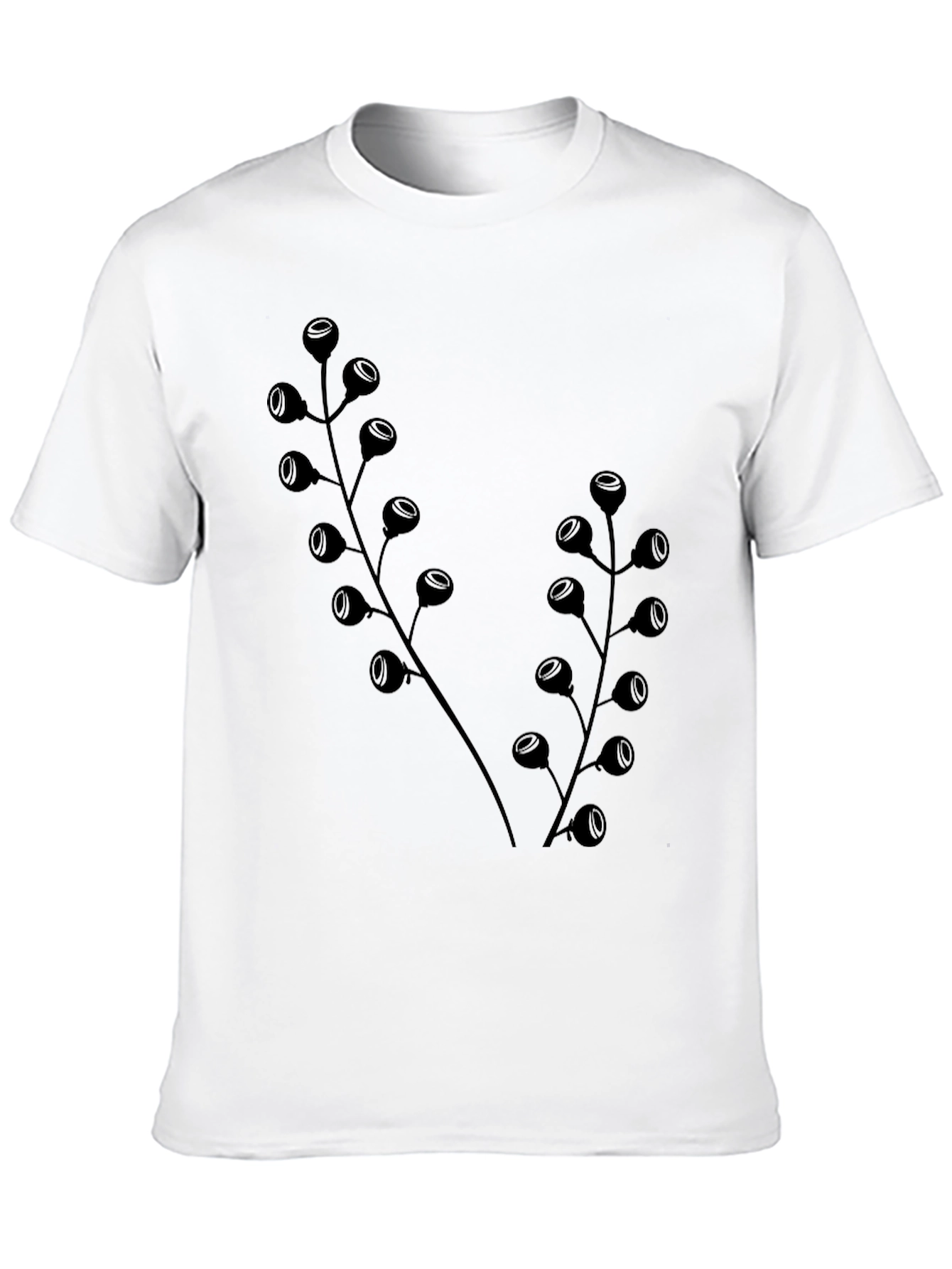 Black Botanical Black T-Shirt - Modern Plant Design view 10