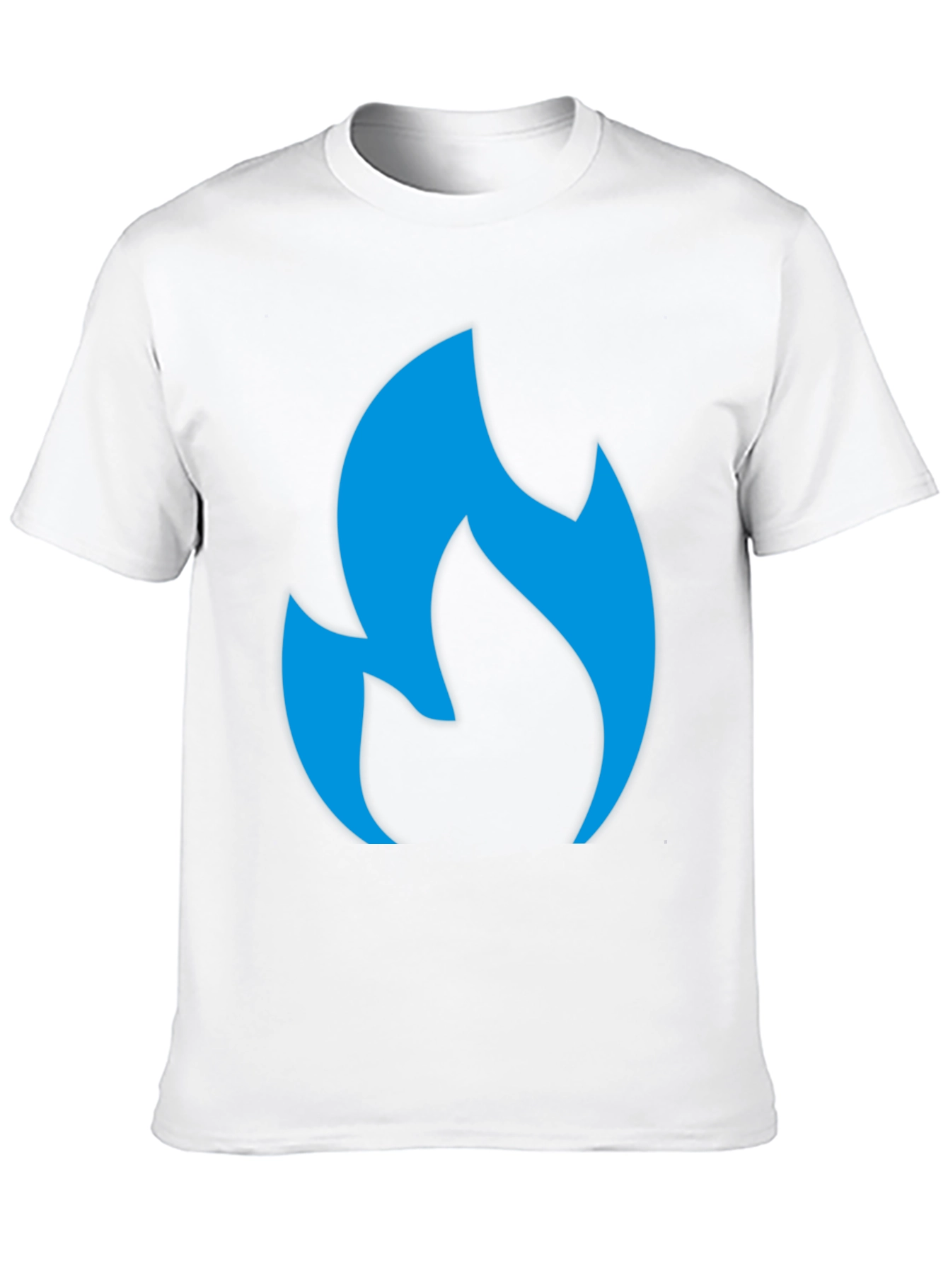 Black Men's Black T-Shirt with Blue Flame Graphic view 10