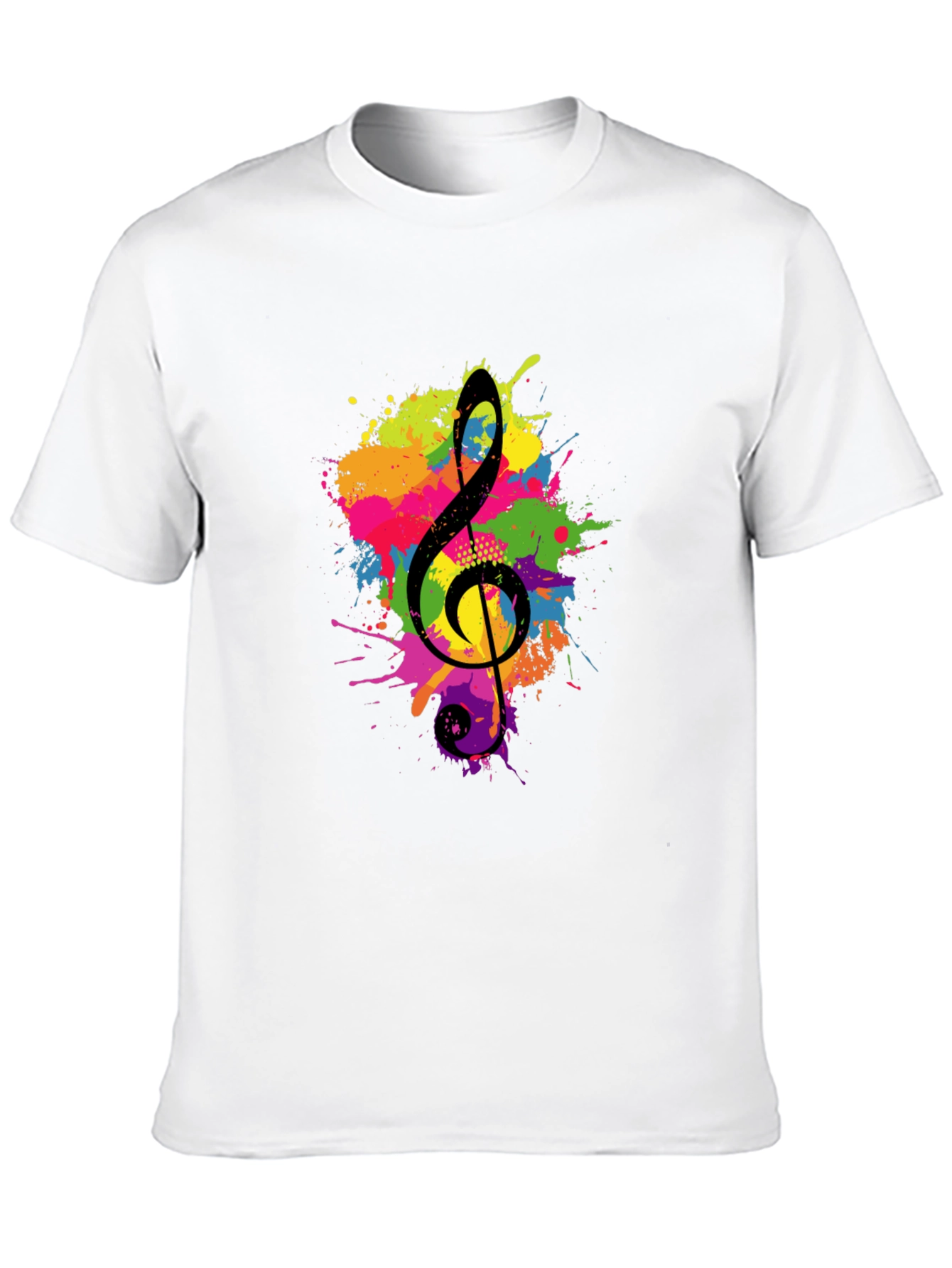 Black Treble Clef Splash Graphic Black T-Shirt view 10