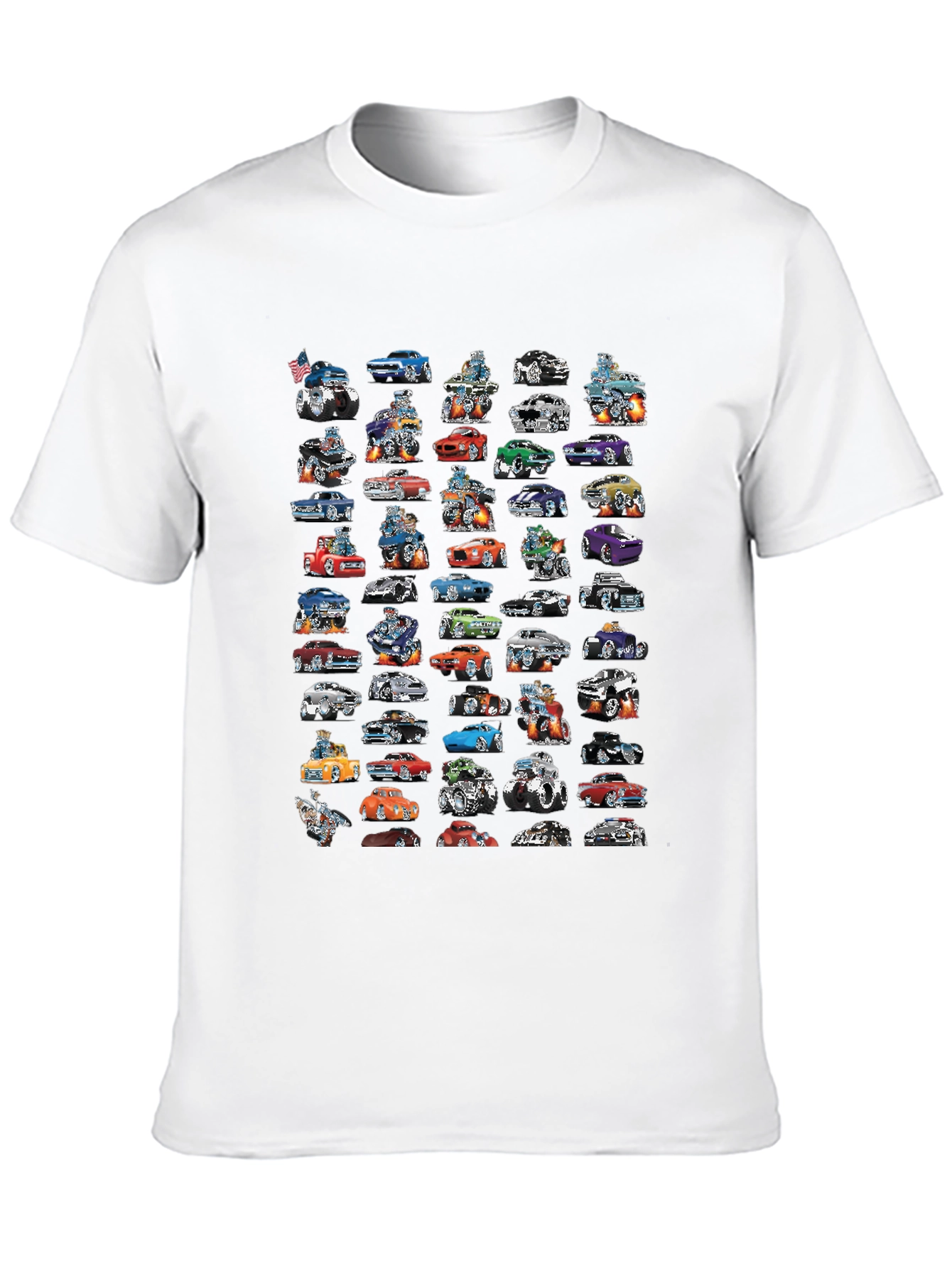 Black Cartoon Car T-Shirt - Black Cotton Tee view 10