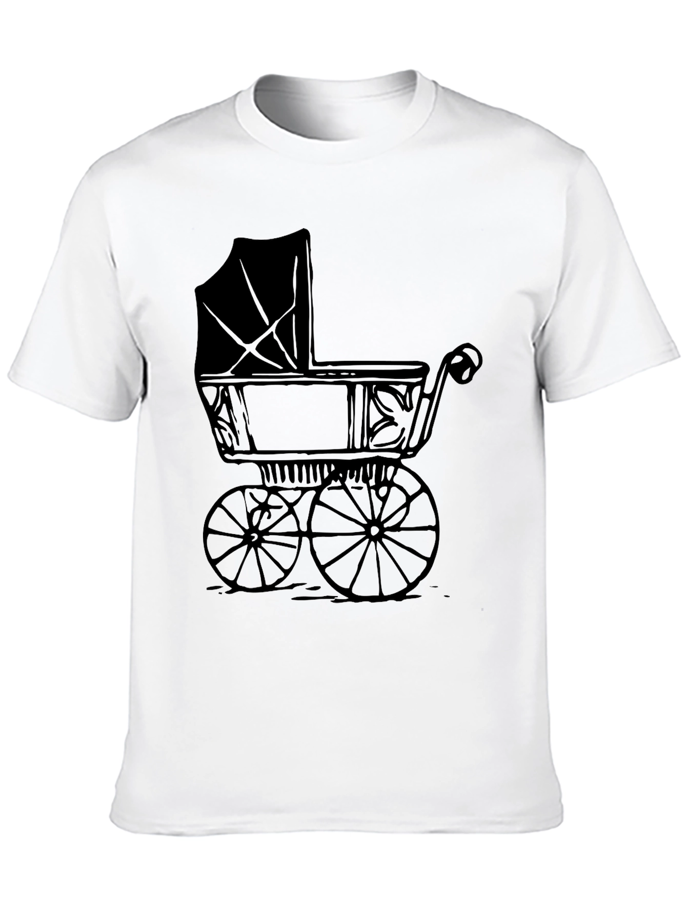 Black Vintage Baby Carriage Graphic Tee - Soft Black T-Shirt view 10