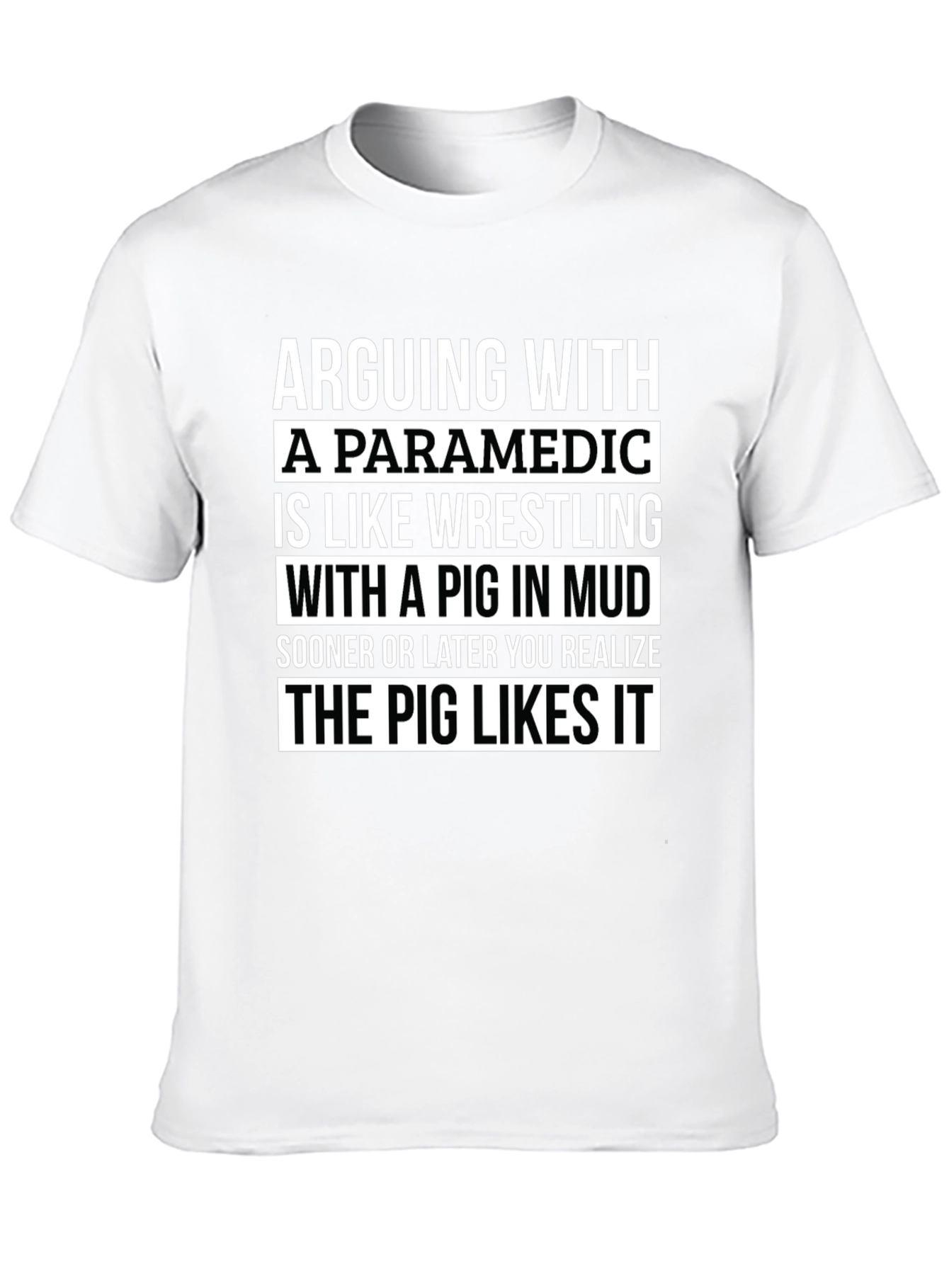 Black Paramedic Pig in Mud T-Shirt - Funny EMS Tee view 10