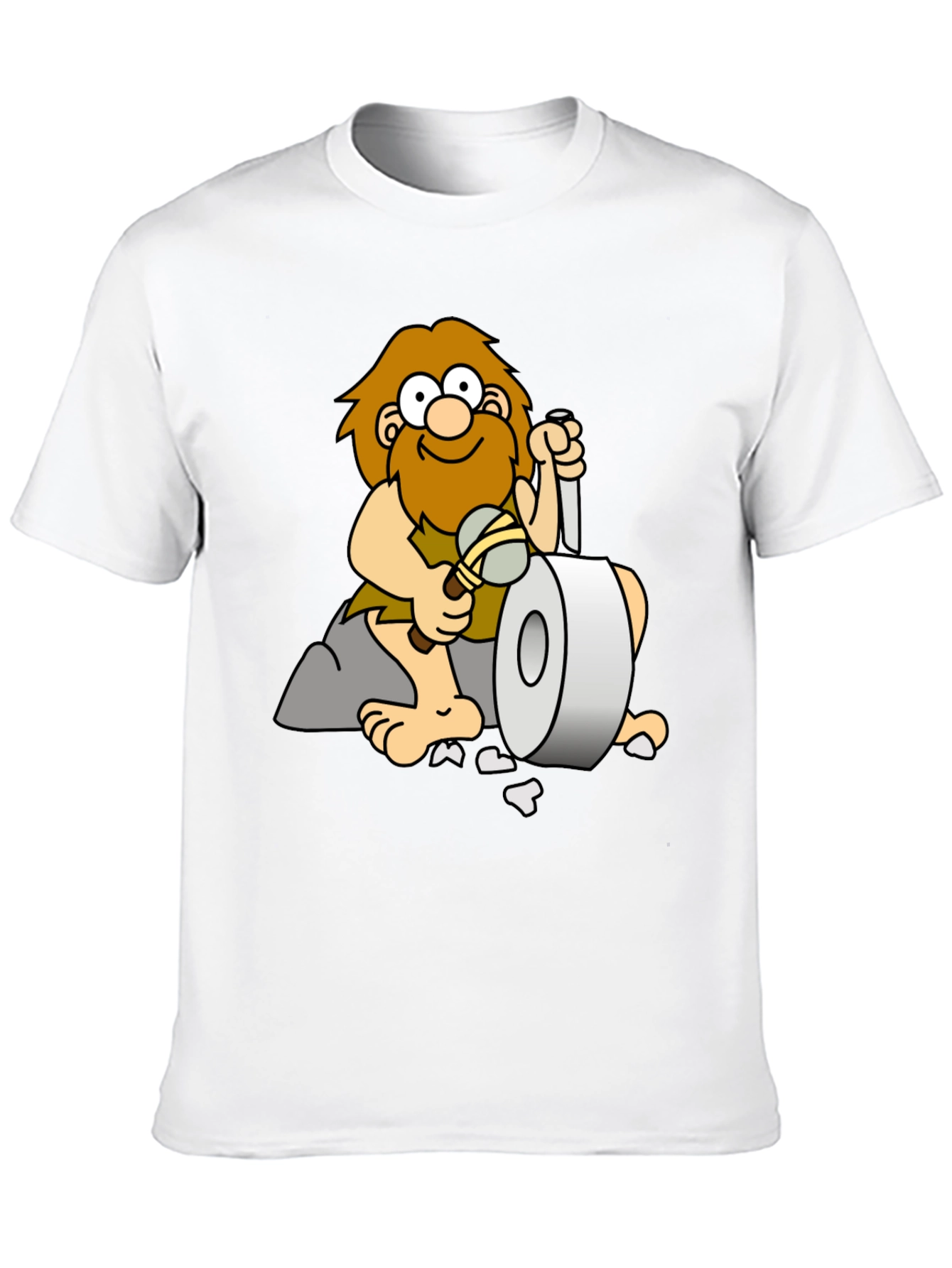 Black Funny Caveman Toilet Paper T-Shirt view 10