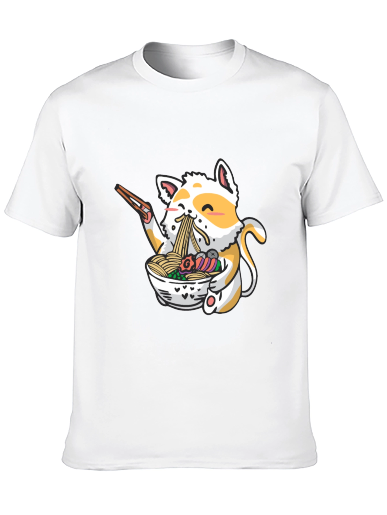 Black Ramen Cat Graphic T-Shirt - Black Cotton Blend view 10