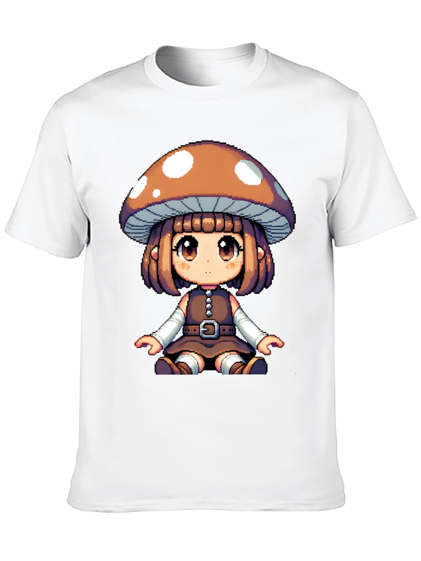 Black Mushroom Girl Pixel Art T-Shirt view 10