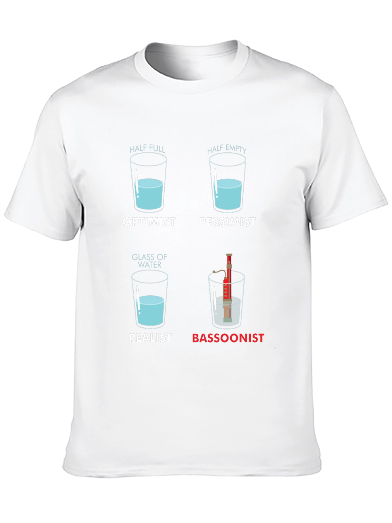 Black Bassoonist T-Shirt - Half Full Glass Humor view 10