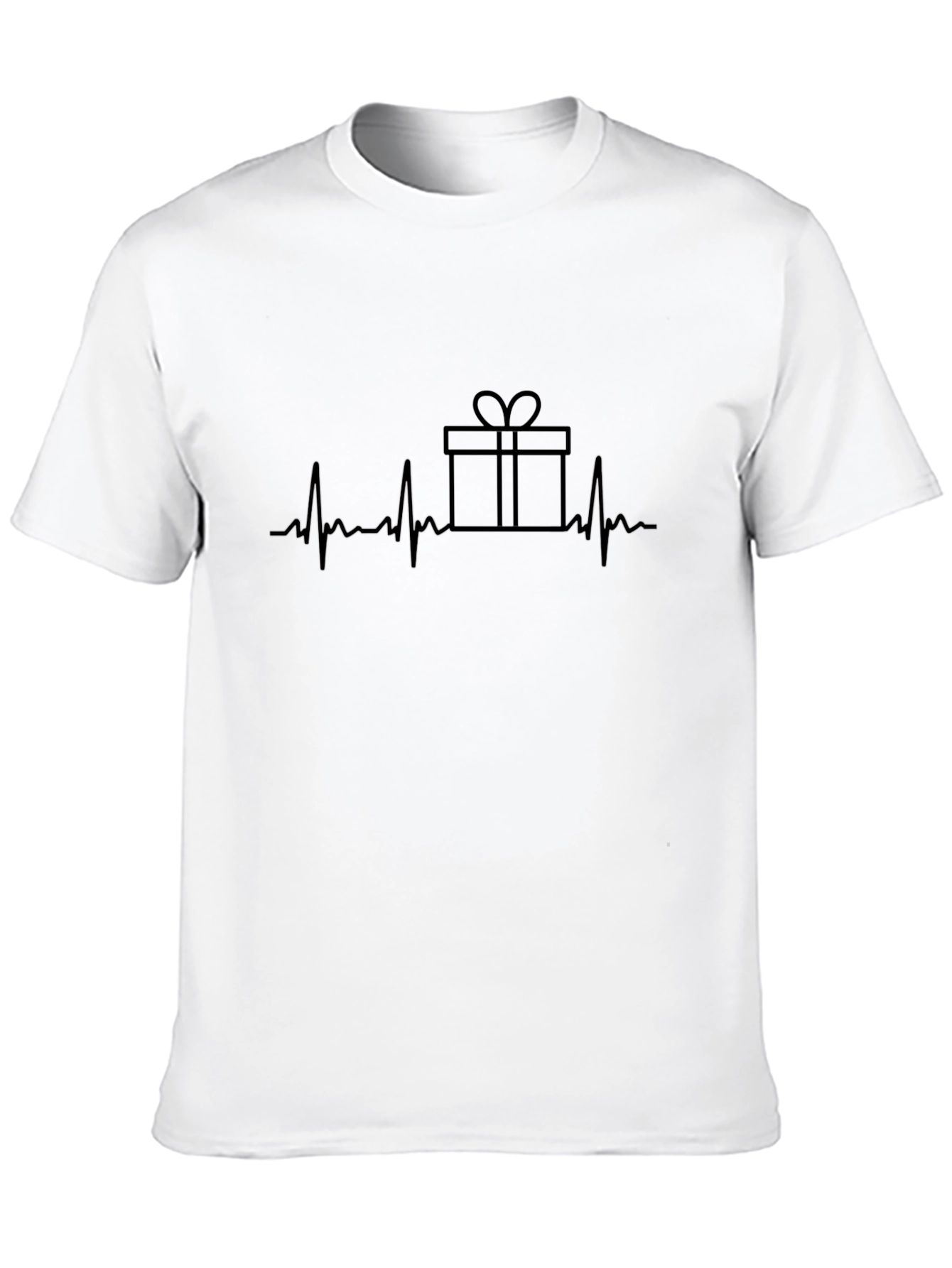 Black Gift Heartbeat Tee - Black Holiday Cheer T-Shirt view 10
