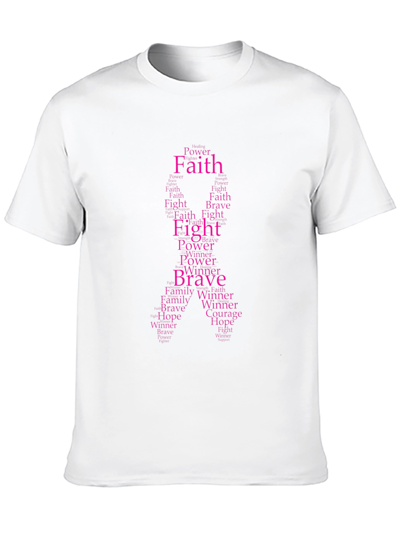Black Faith, Fight, Brave Word Art Ribbon T-Shirt view 10
