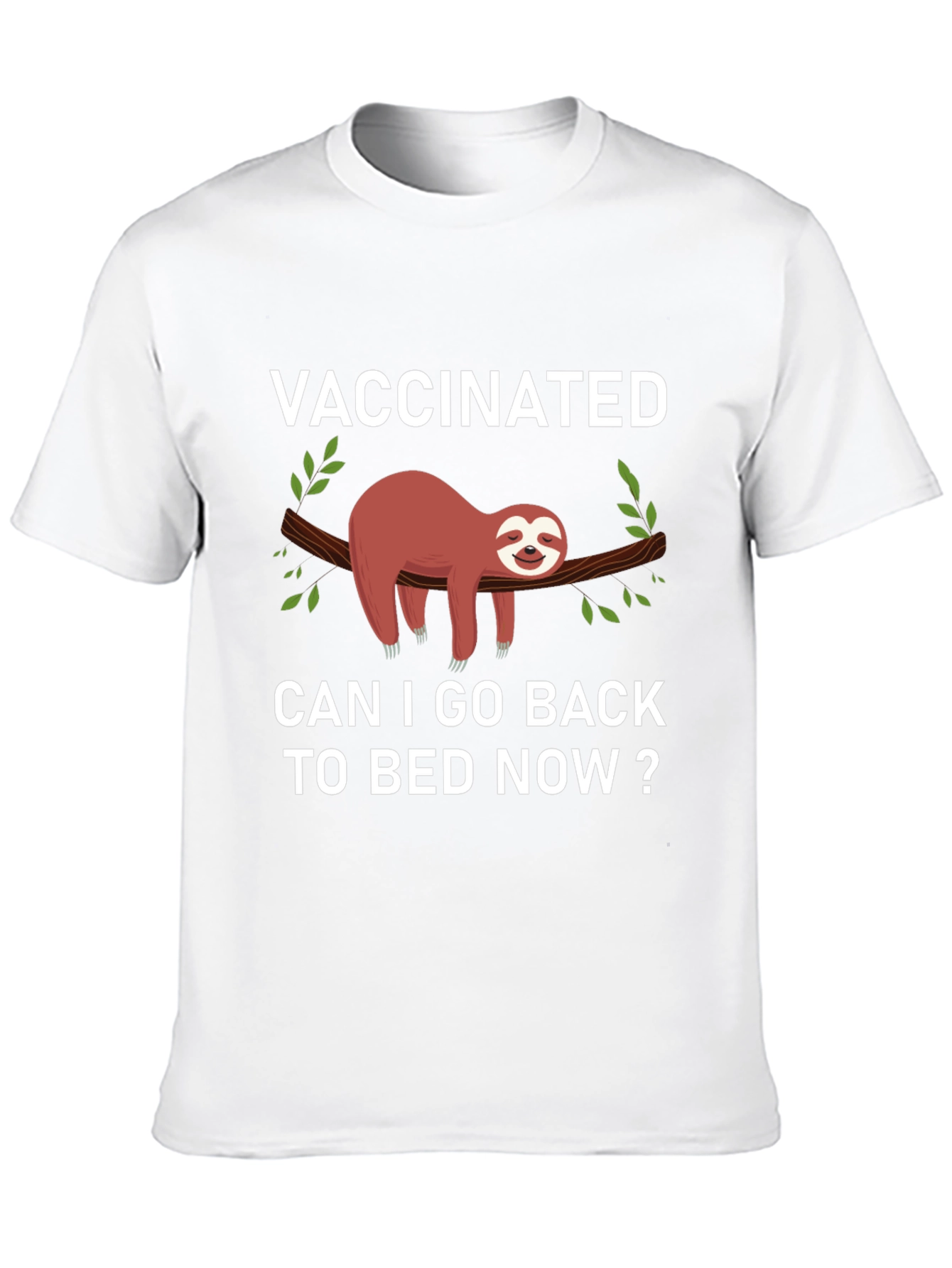 Black Vaccinated Sloth Graphic T-Shirt: Back to Bed! view 10