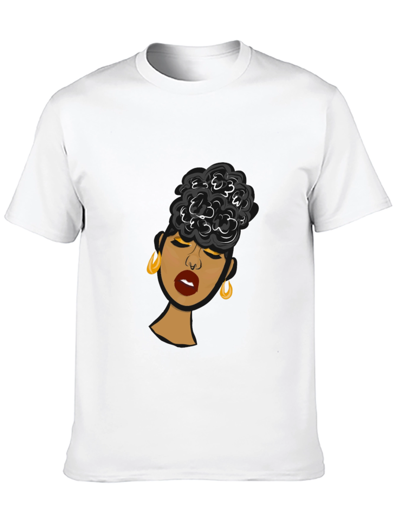 Black Black Woman Graphic Tee - Stylish Afro Puff Design view 10