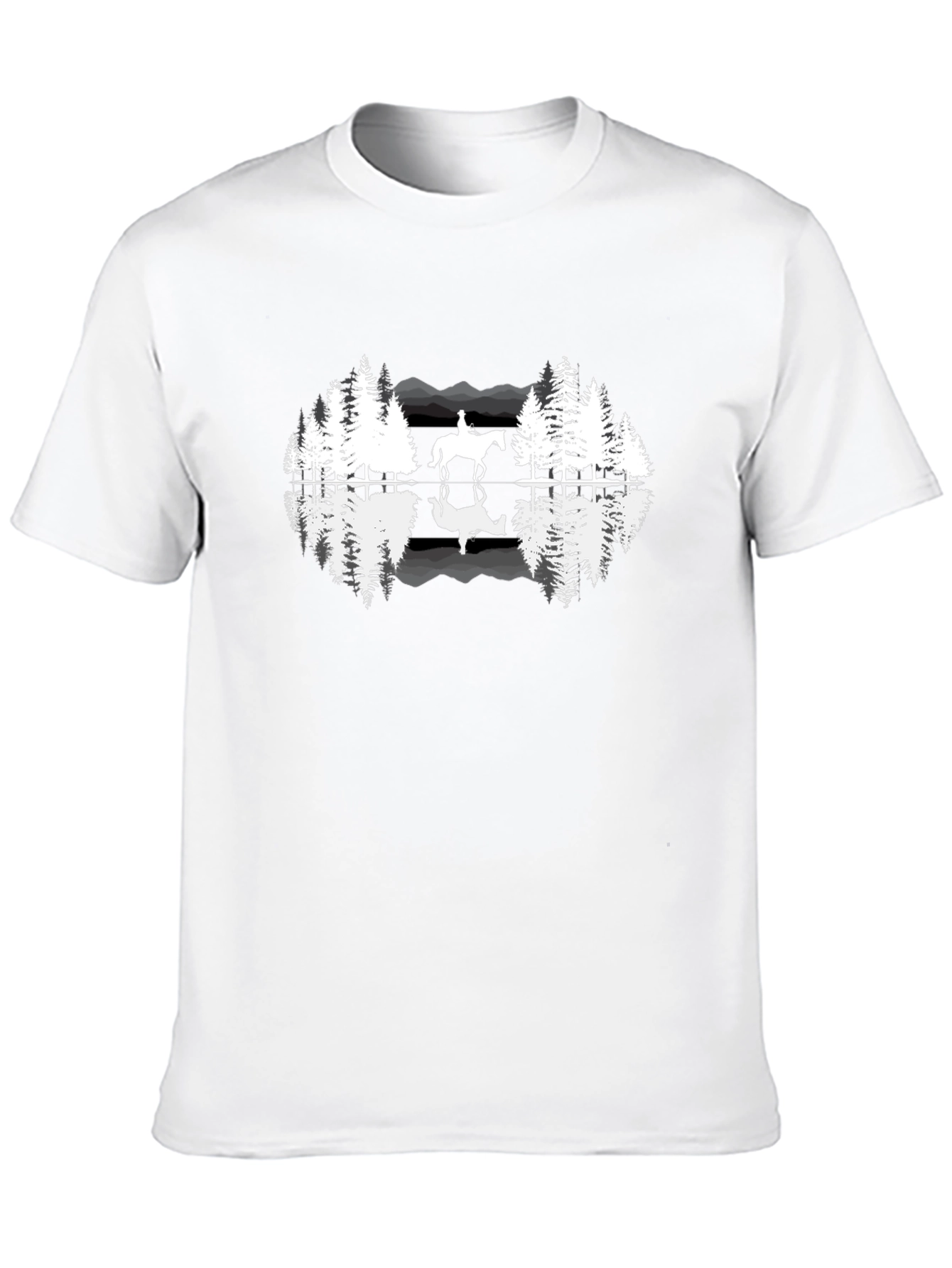 Black Horse & Forest Reflection Graphic Tee view 10