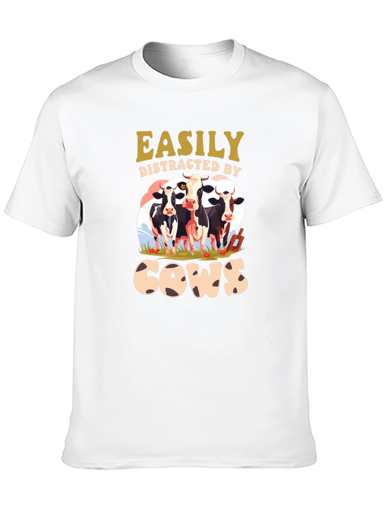 Black Easily Distracted by Cows Black T-Shirt view 10