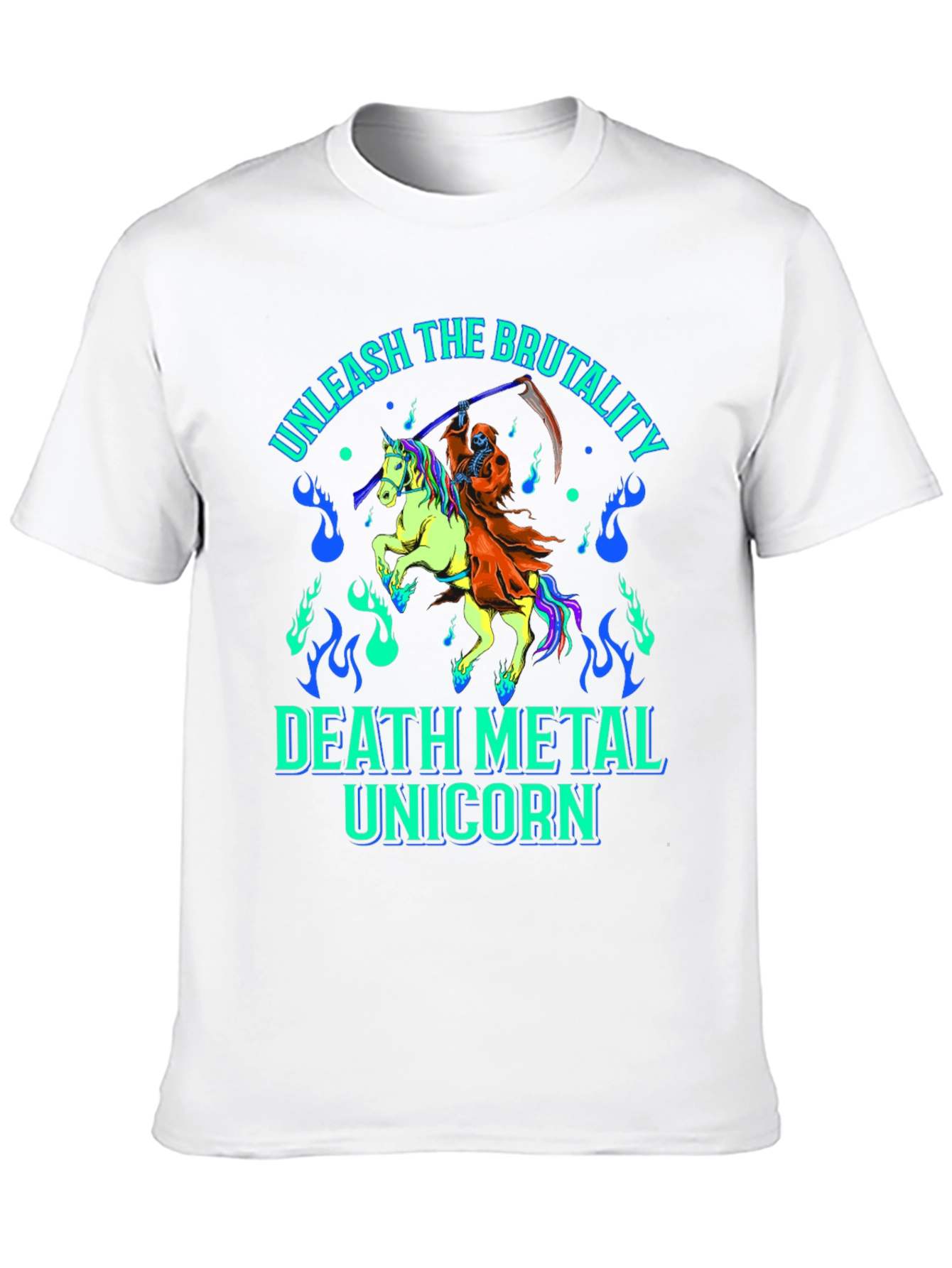 Black Unleash The Brutality Death Metal Unicorn Graphic Tee view 10