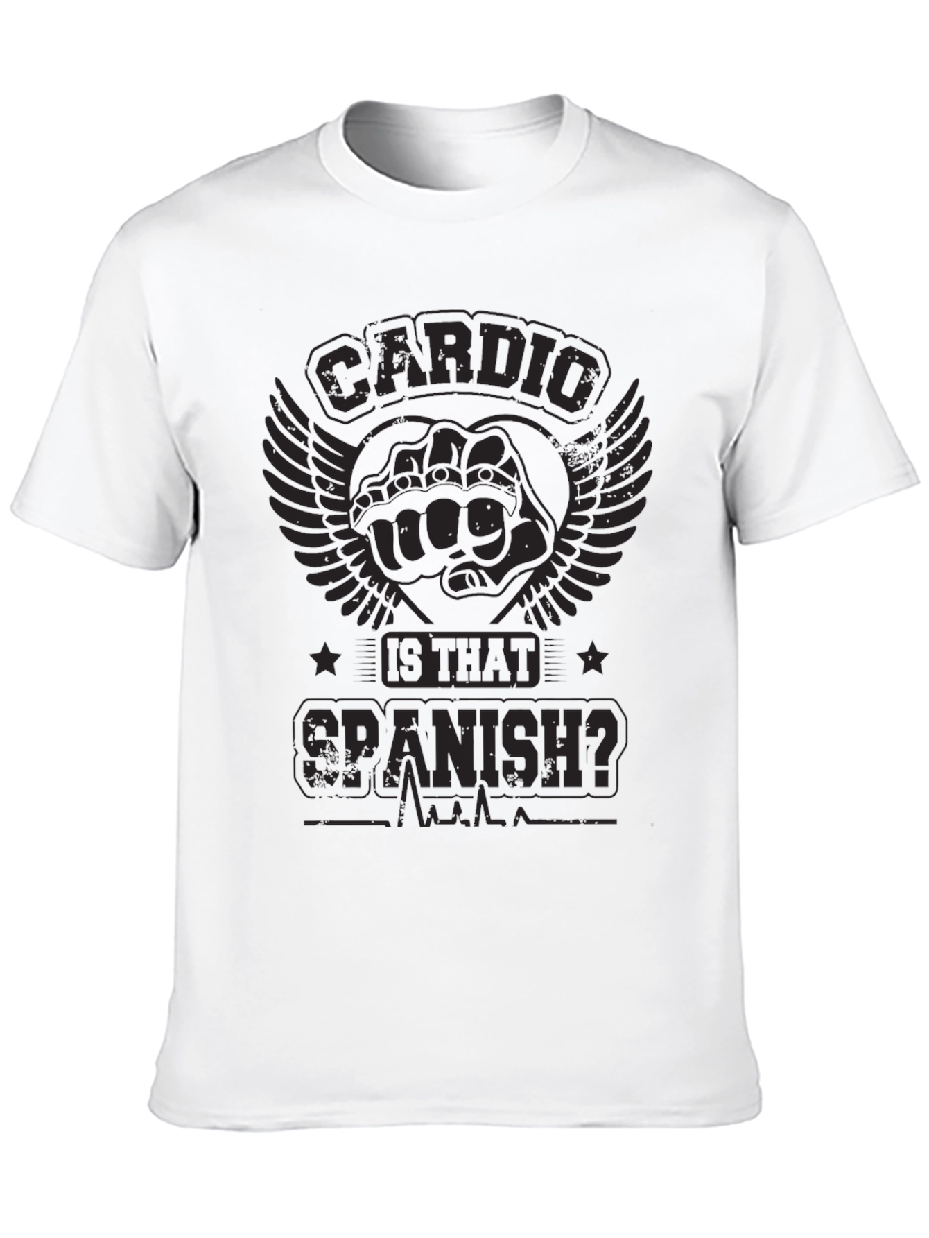 Black Cardio Is That Spanish? T-Shirt Funny Gym Workout view 10