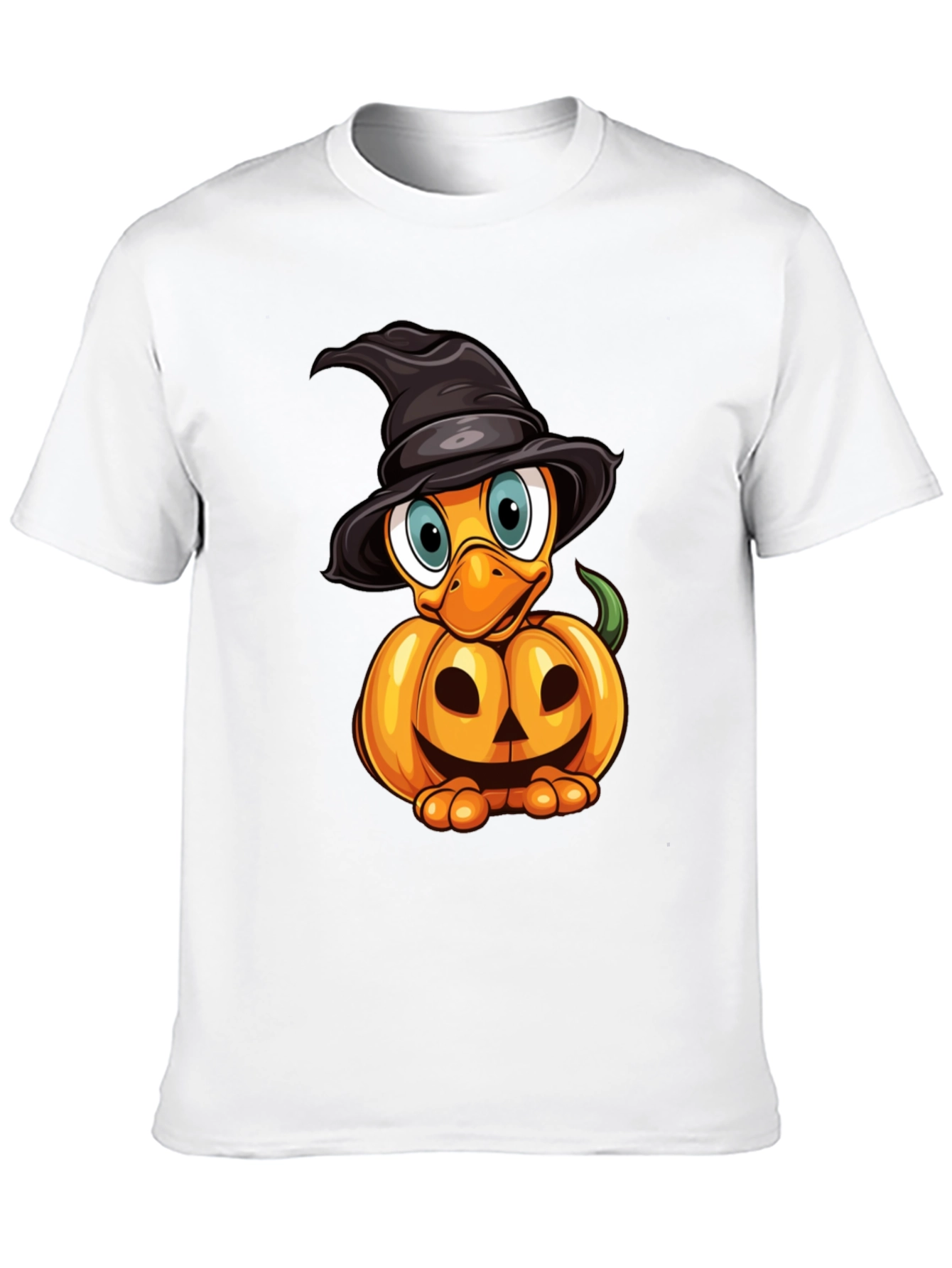 Black Halloween Pumpkin Duckling T-Shirt view 10